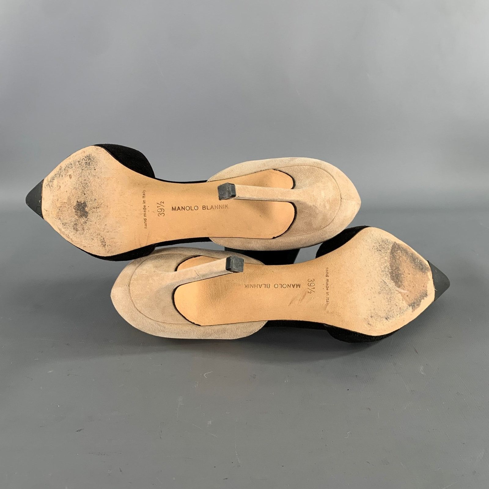 Manolo Blahnik MANOLO BLAHNIK 9.5 Black Tan Suede Two Tone Pointed Pumps Size US 9.5 / IT 39.5 - 7 Thumbnail