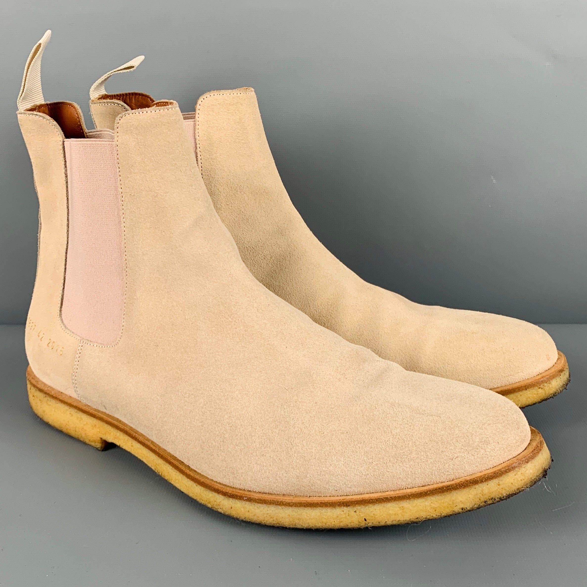 image of Common Projects Beige Suede Chelsea Ankle Boots, Men's (Size 9)