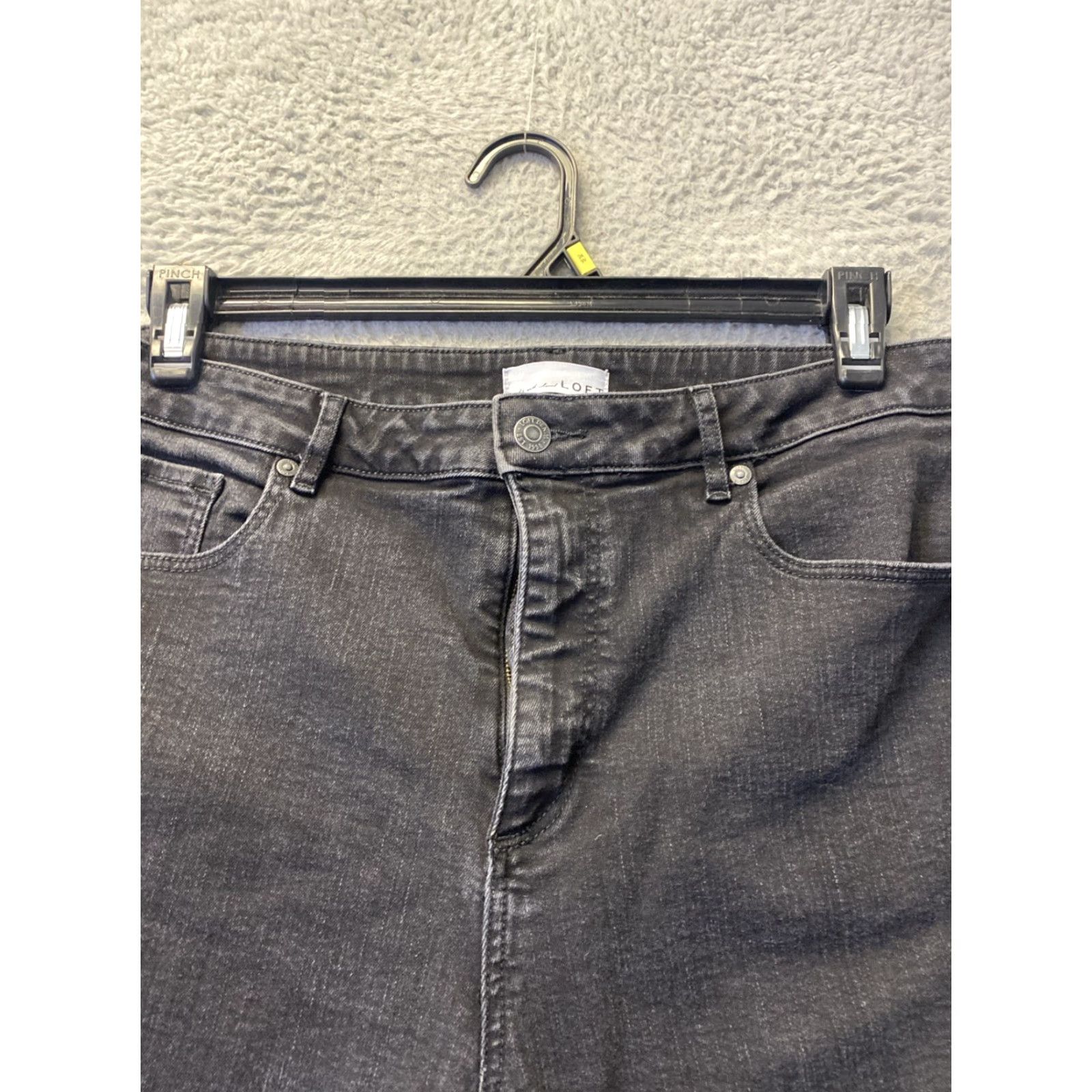 Loft LOFT Women's Jeans Slim High Rise Skinny 14 / 32 Black Denim Button 24 Inseam Stretch Curvy Regular 16328 Size 24" / US 00 / IT 34 - 2 Thumbnail
