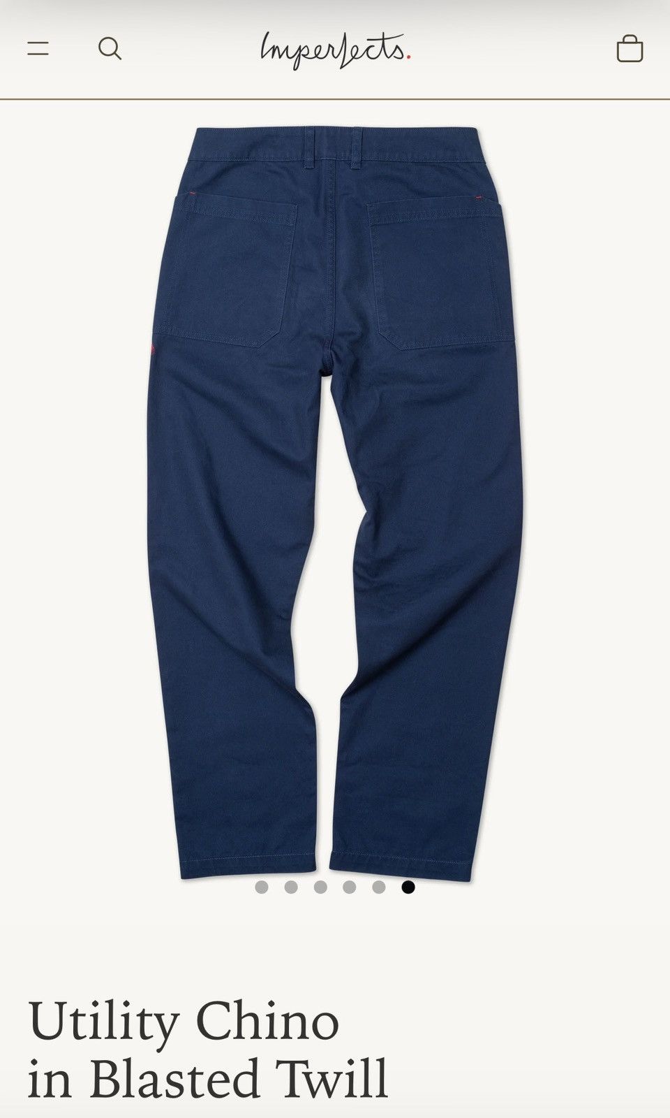 Imperfects Utility Chino in Indigo Blasted Twill Size US 36 / EU 52 - 2 Thumbnail