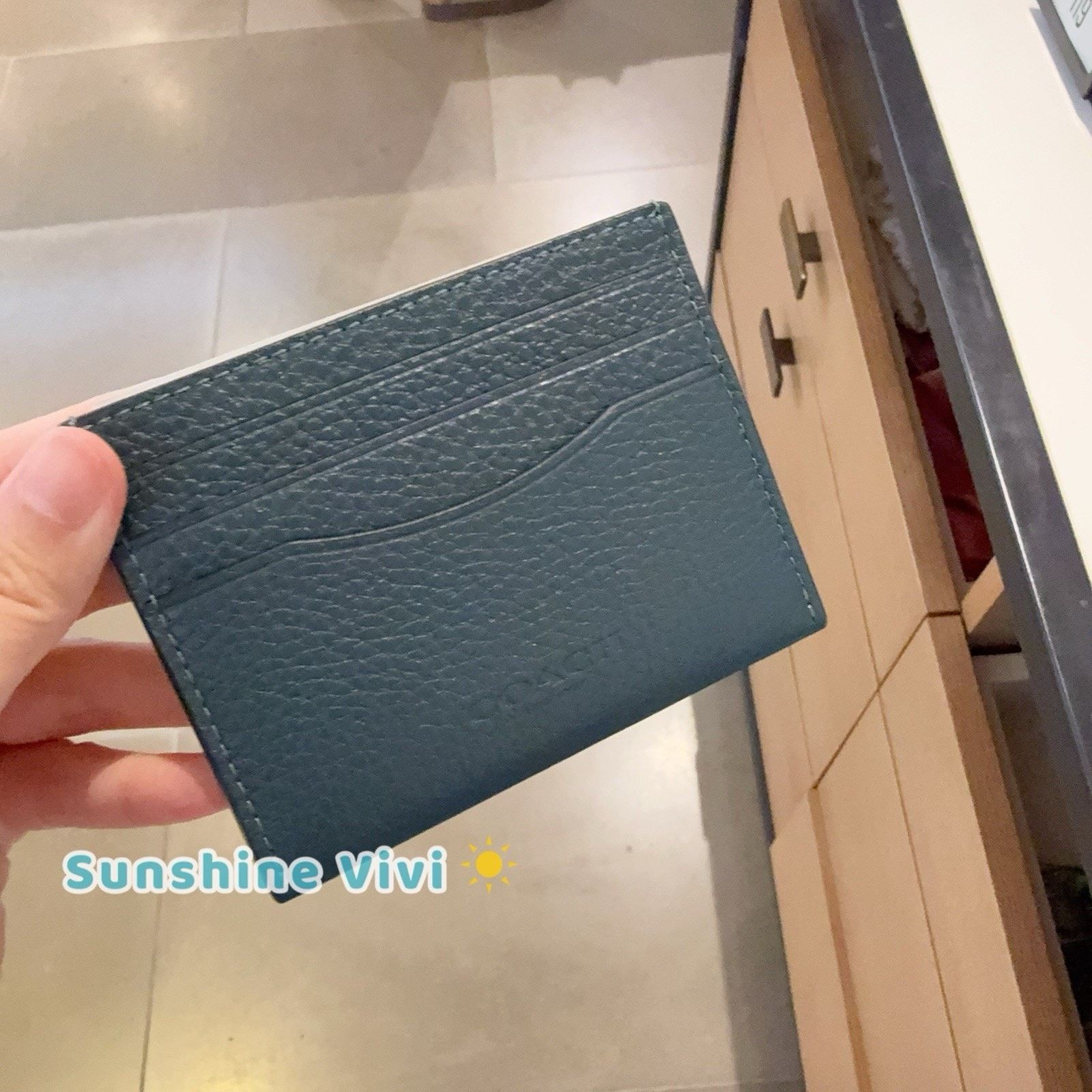 NWT Coach Slim ID Card Case CP209 Dark Teal Leather