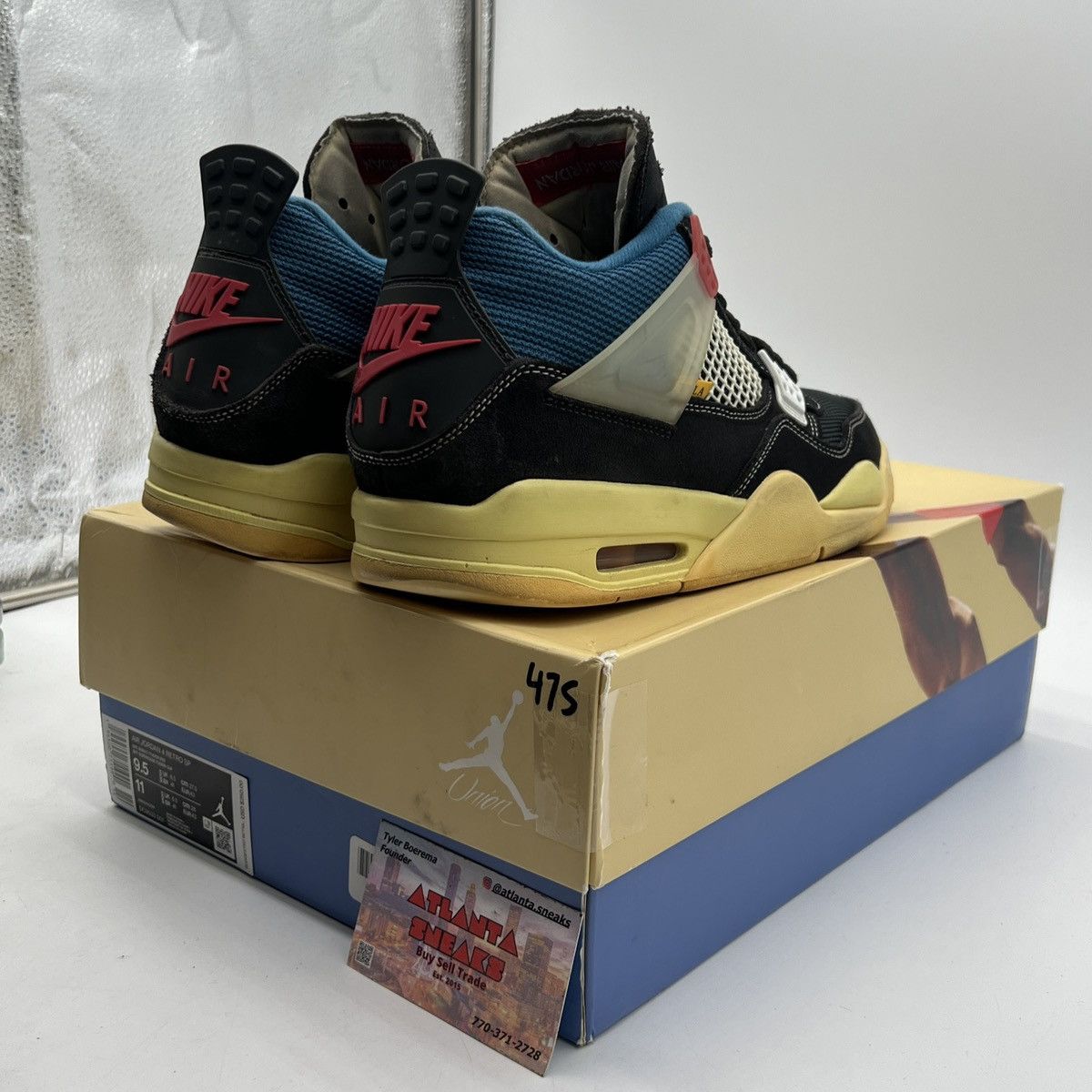 Jordan Brand Union la x air Jordan 4 off noir Size US 9.5 / EU 42-43 - 5 Thumbnail