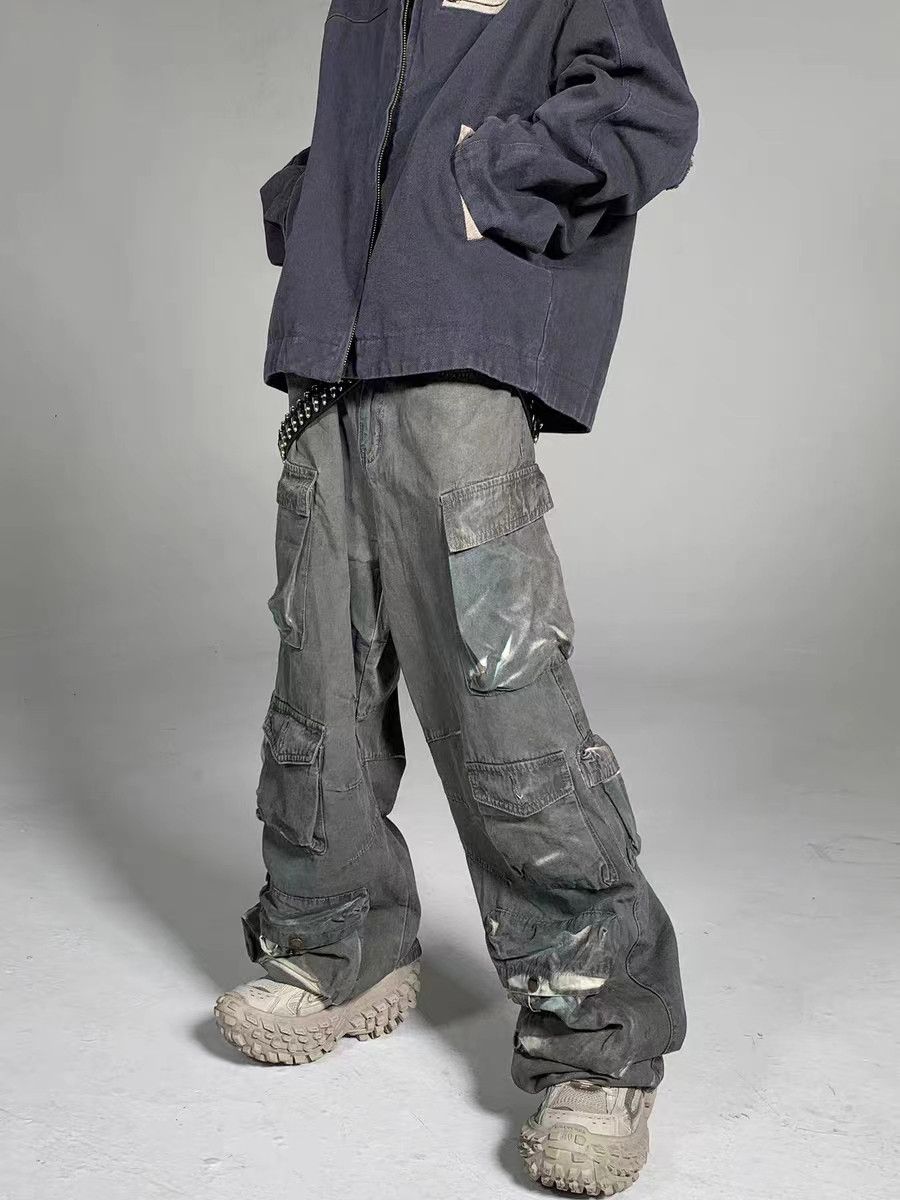 Industrial style washed paint color dirty design jeans