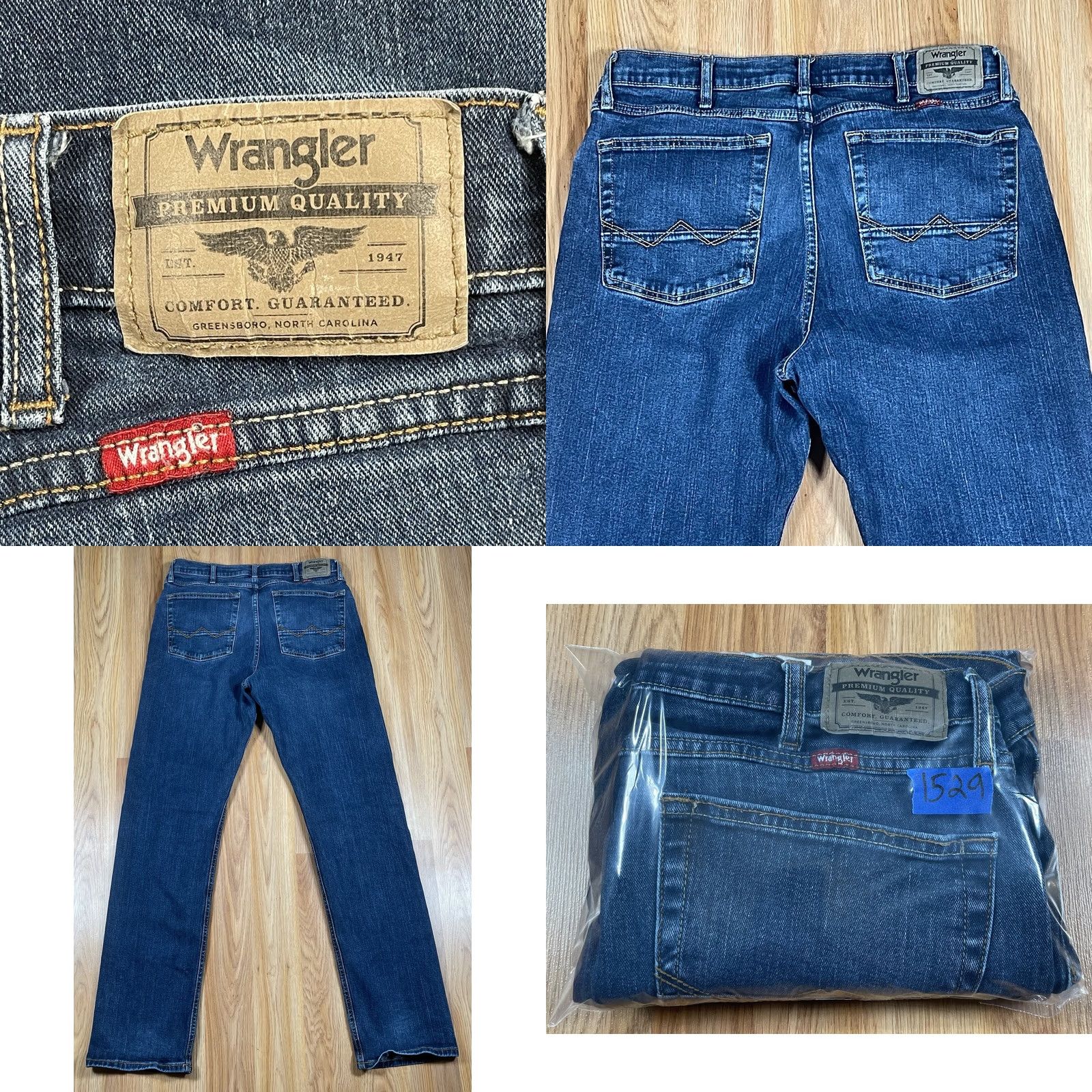 Wrangler Wrangler Jeans Pants Men Regular 34Wx34L Straight Denim Blue Wash 5-Pocket Belt Loops Zipper Jeans Mens Size US 34 / EU 50 - 9 Thumbnail