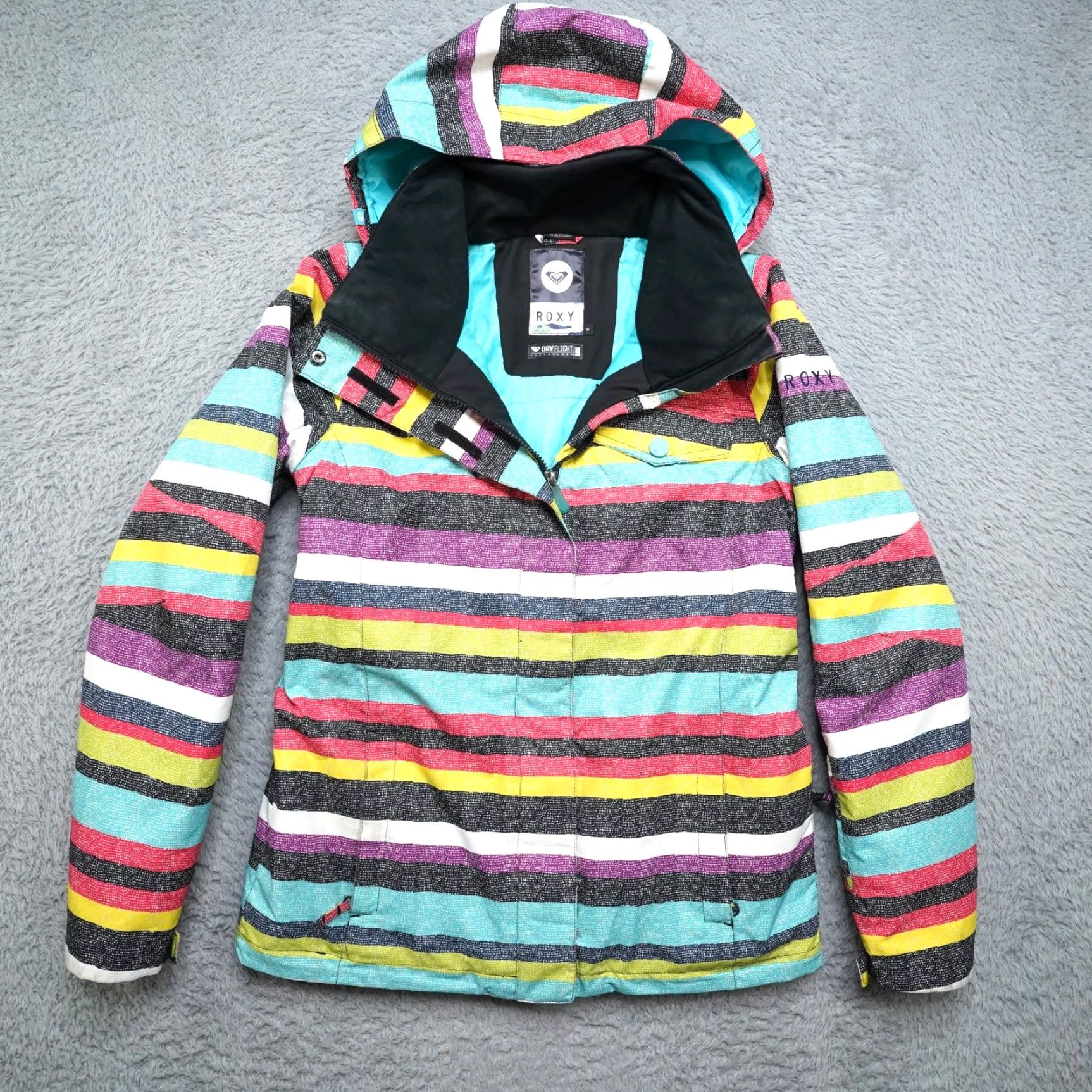 Vintage ROXY Rainbow Blue Snowboard Jacket Womens S Waterproof 10K Hooded Winter Casual Ski 90s Size S / US 4 / IT 40 - 2 Thumbnail
