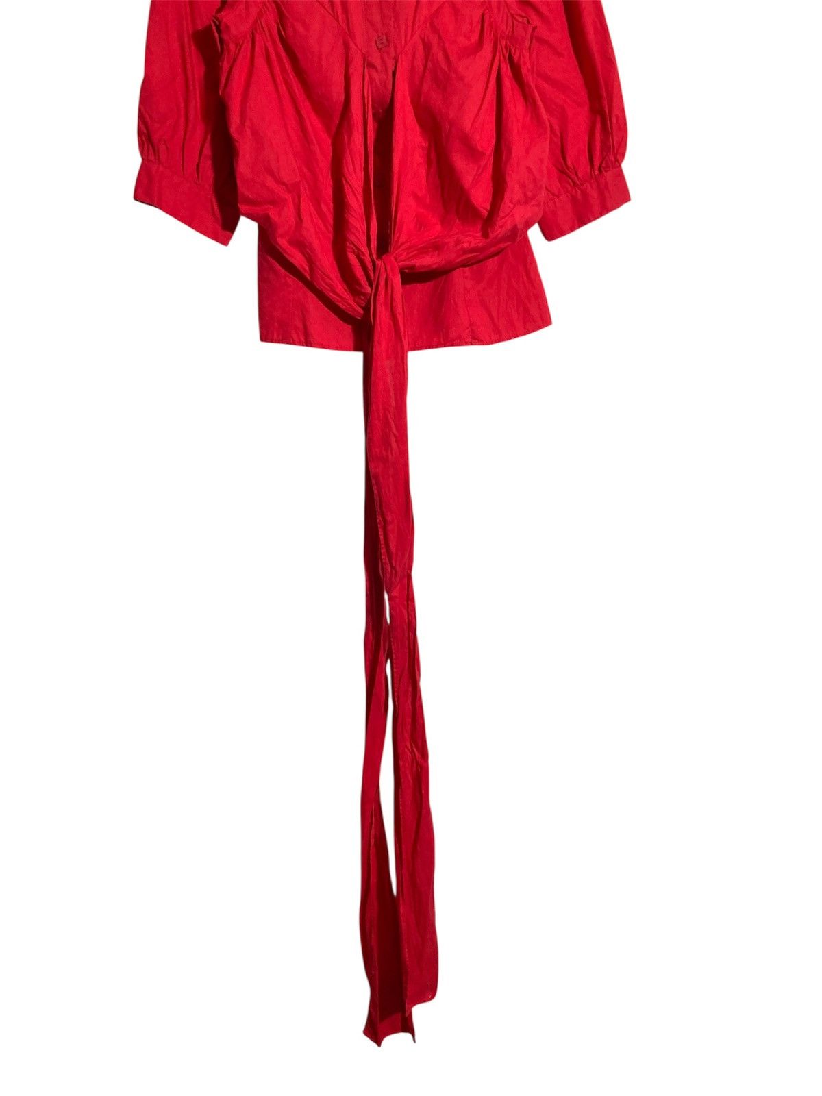 Kenzo 🇫🇷 Vintage Kenzo Blouse Top Women With Tie Front Red Luxury Size S / US 4 / IT 40 - 8 Thumbnail