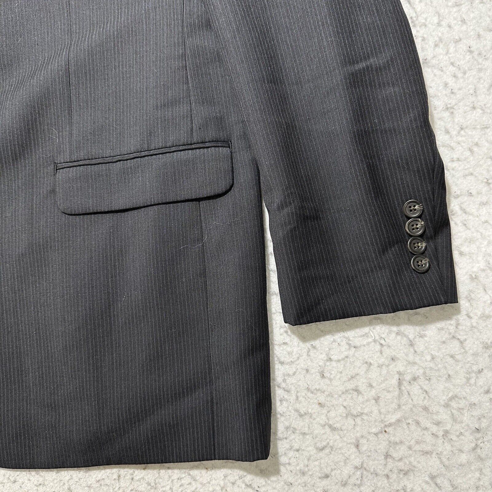 Chaps Chaps Wool Blend Suit Jacket Dark Gray Striped Coat 48L Size 48L - 4 Thumbnail