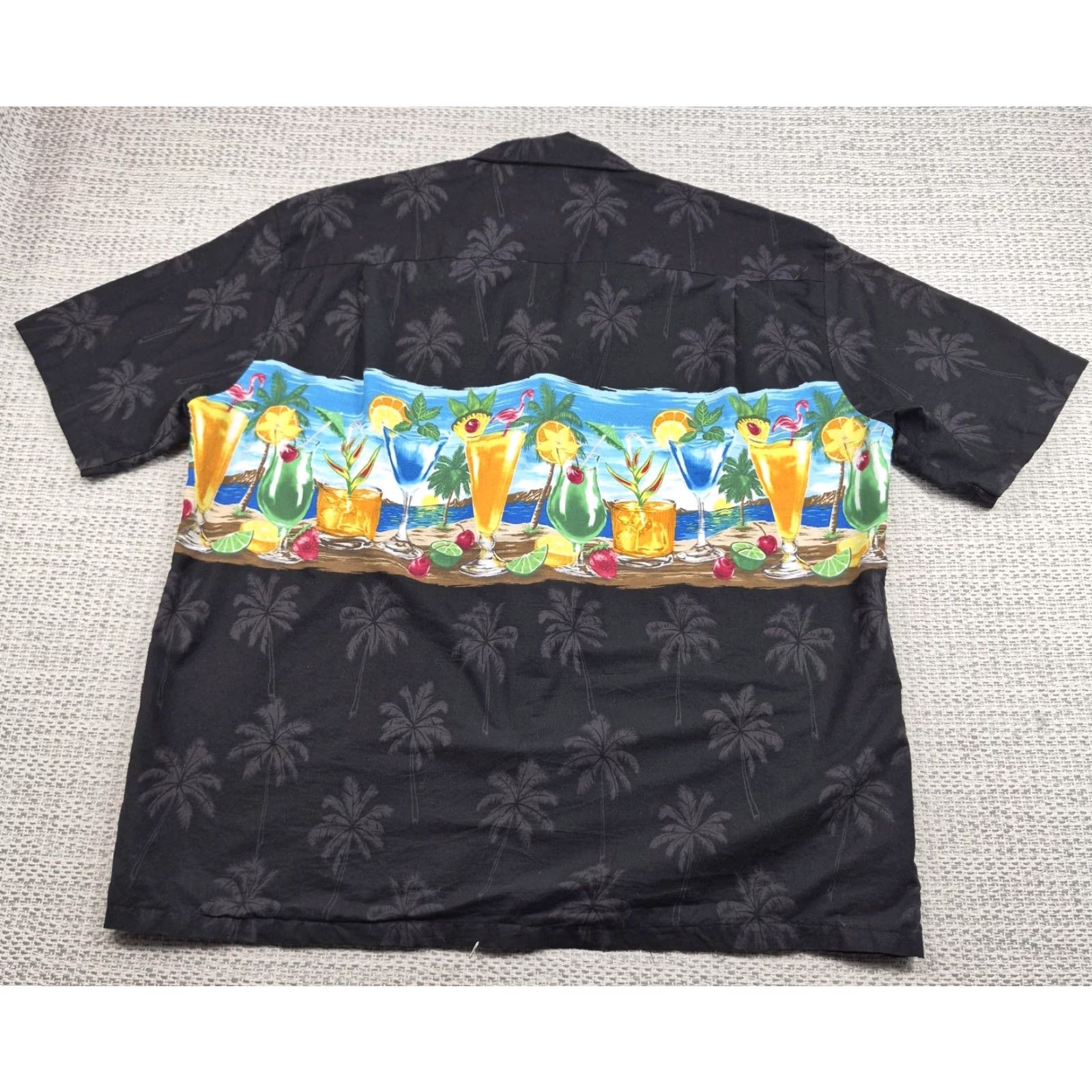 Vintage VINTAGE Pacific Legend Apparel Shirt Mens 2XL Black Hawaiian Cocktail Aloha Tropical Graphic Print Short Sleeve Button-Up Beach Mens Size US XXL / EU 58 / 5 - 7 Thumbnail