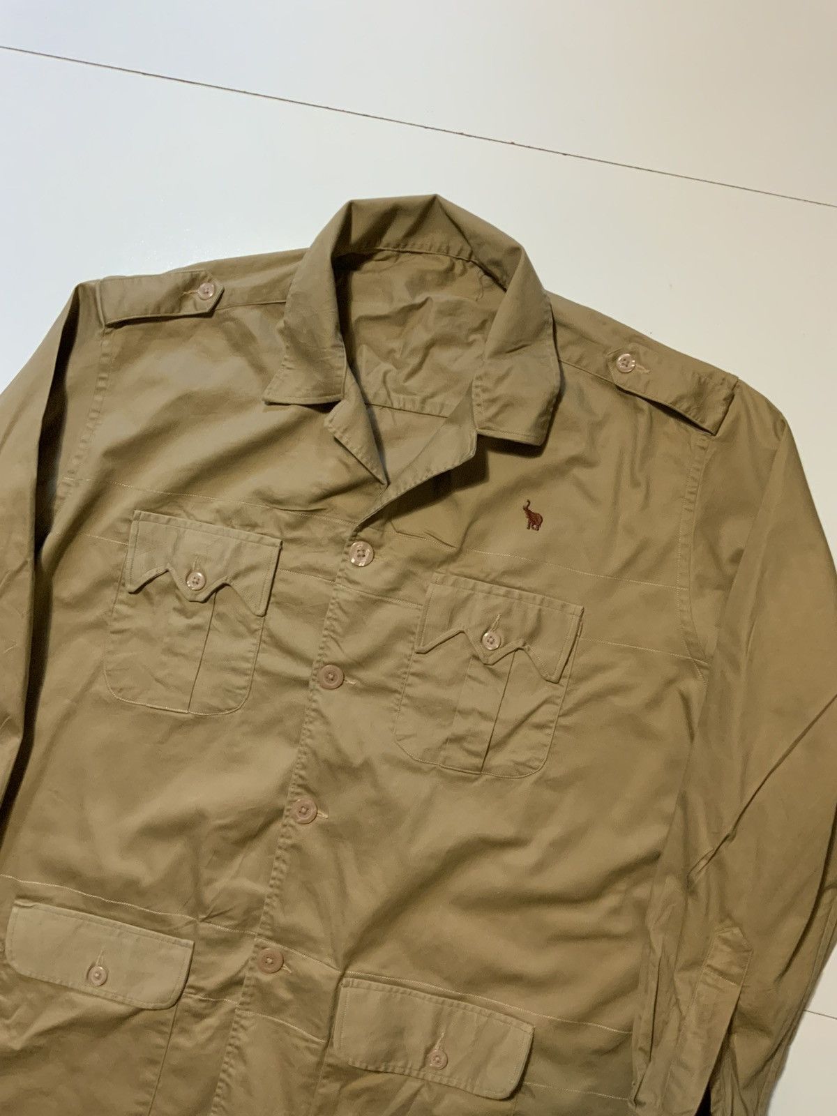 Vintage Vintage 60s 70s Khaki Workwear Sawtooth Button Shacket Shirt Size US L / EU 52-54 / 3 - 3 Thumbnail