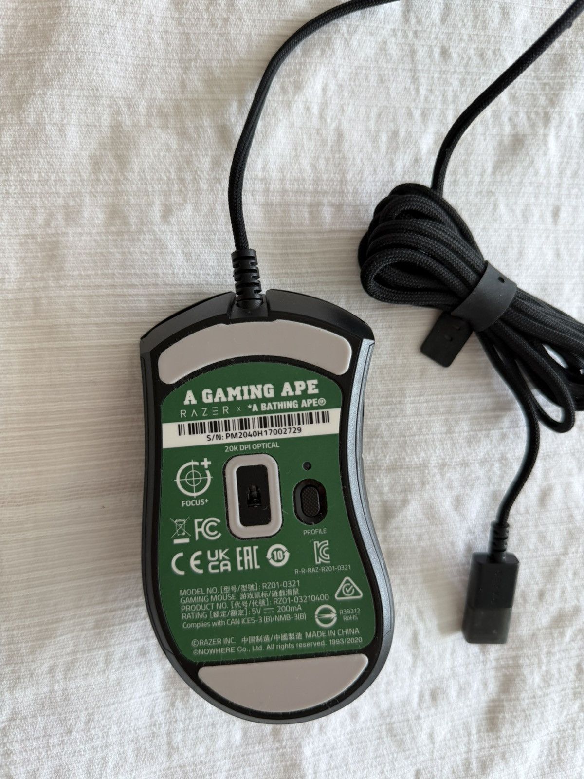Bape Razer X A Bathing Ape DeathAdder V2 Mouse Bape Size ONE SIZE - 3 Thumbnail