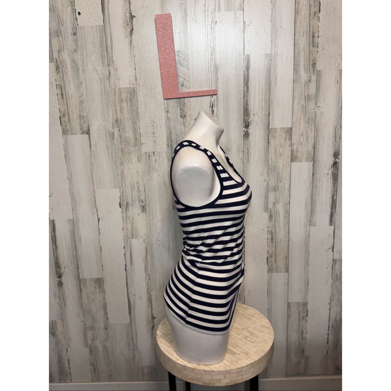 Old Navy Old Navy Perfect Tank Top | Navy & White Striped Stretch Ribbed Tank – Size Large Size L / US 10 / IT 46 - 3 Thumbnail
