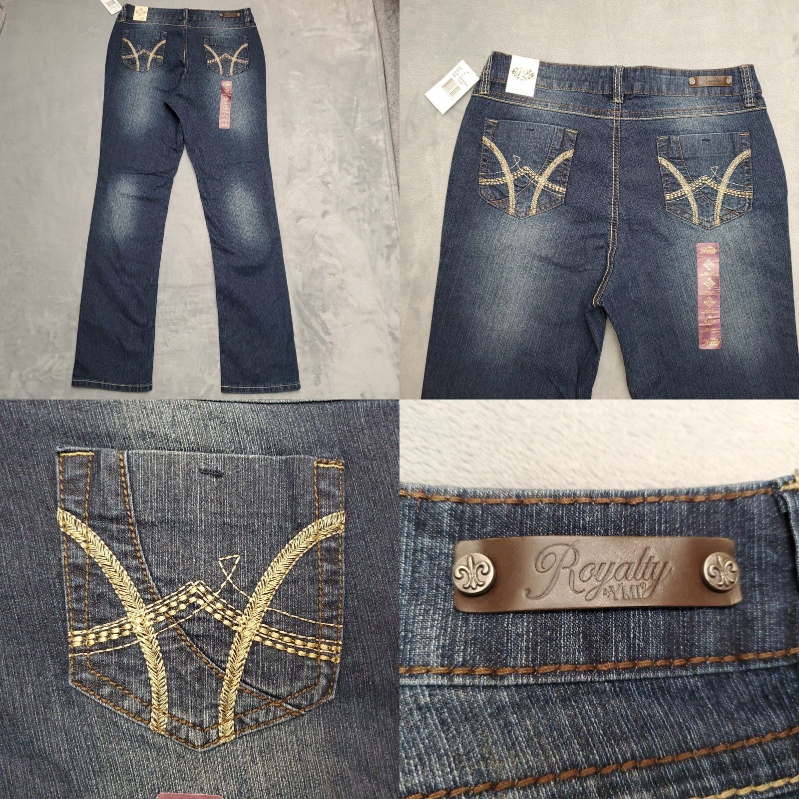 Denime Royalty Jeans Women 12 Blue Denim Slim Fit Straight Thick Stitch Stretch Western Jeans Size 34" / US 12 / IT 48 - 8 Thumbnail