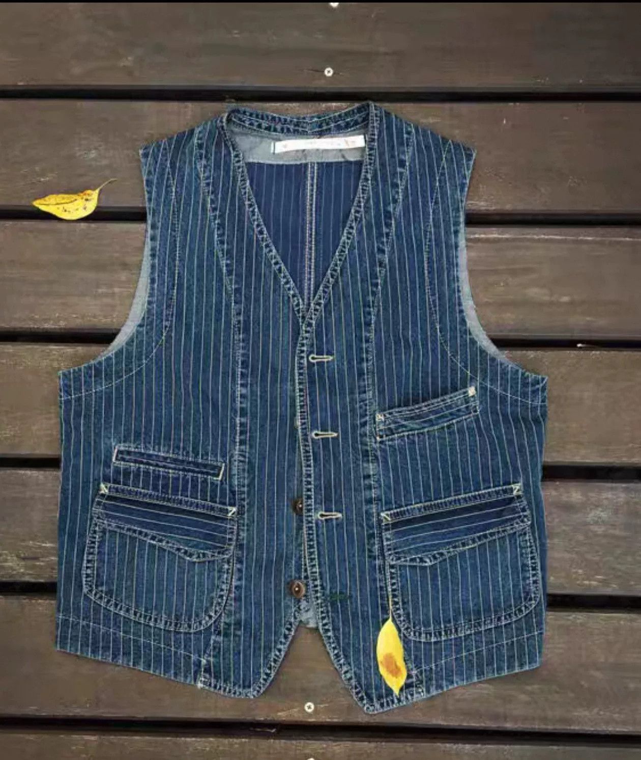 Scarti-Lab Scarti Lab Indigo Striped Vest Size US M / EU 48-50 / 2 - 1 Thumbnail