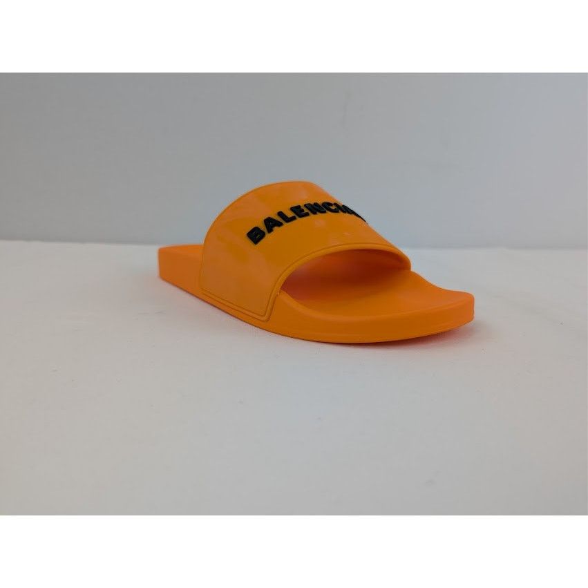 Balenciaga o1rshd1 Q:2 / Rubber Logo Pool Slide Sandals Orange / Black Size US 12 / EU 45 - 2 Thumbnail