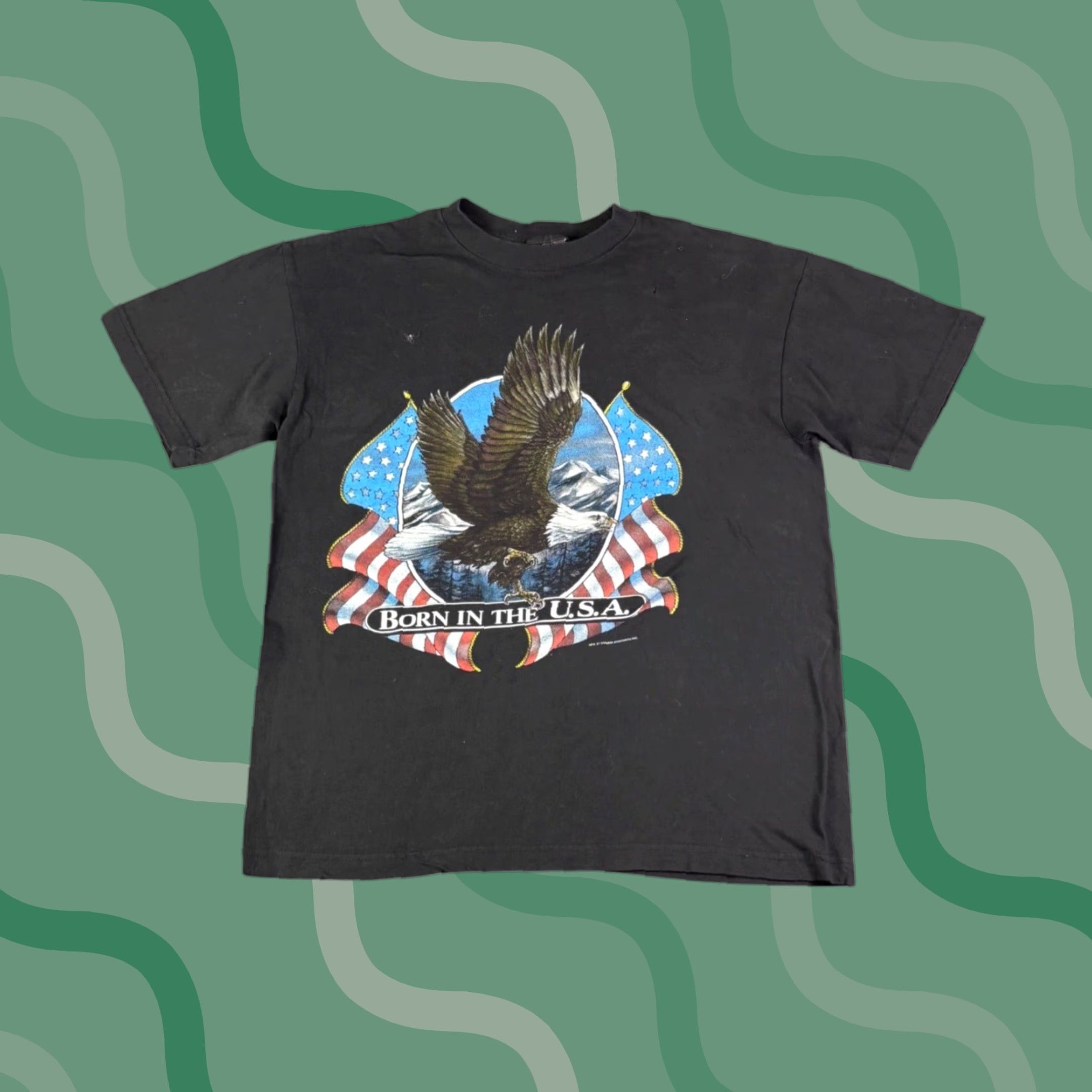 Vintage VINTAGE Thunder Sportswear T Shirt Black XL Mens Crew Neck Short Sleeve Retro Graphic Print 1990s Eagles Stars Military Size US XL / EU 56 / 4 - 1 Thumbnail