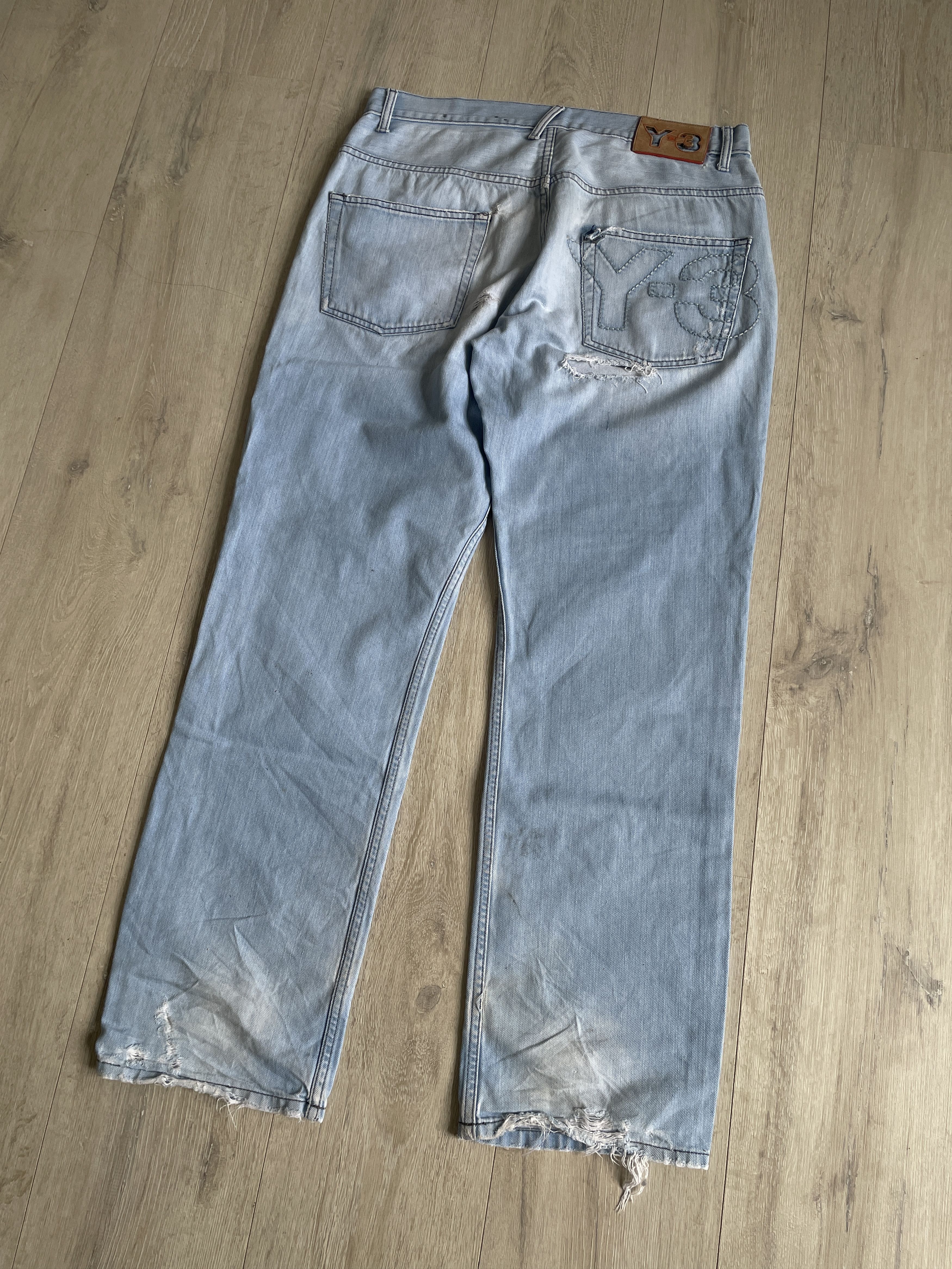 Y-3 Y-3 SS05 logo stitch runway ripped jeans Size US 32 / EU 48 - 2 Thumbnail