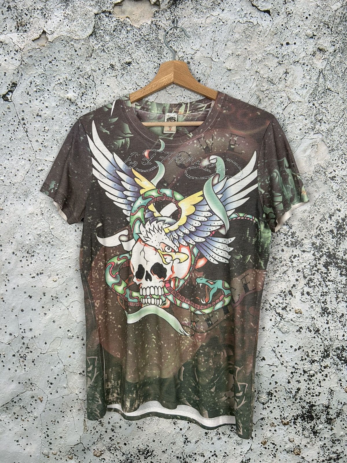 Ed Hardy Vintage Ed Hardy Y2K Punk Avant Garde Tee Grunge Skate Size US S / EU 44-46 / 1 - 1 Thumbnail