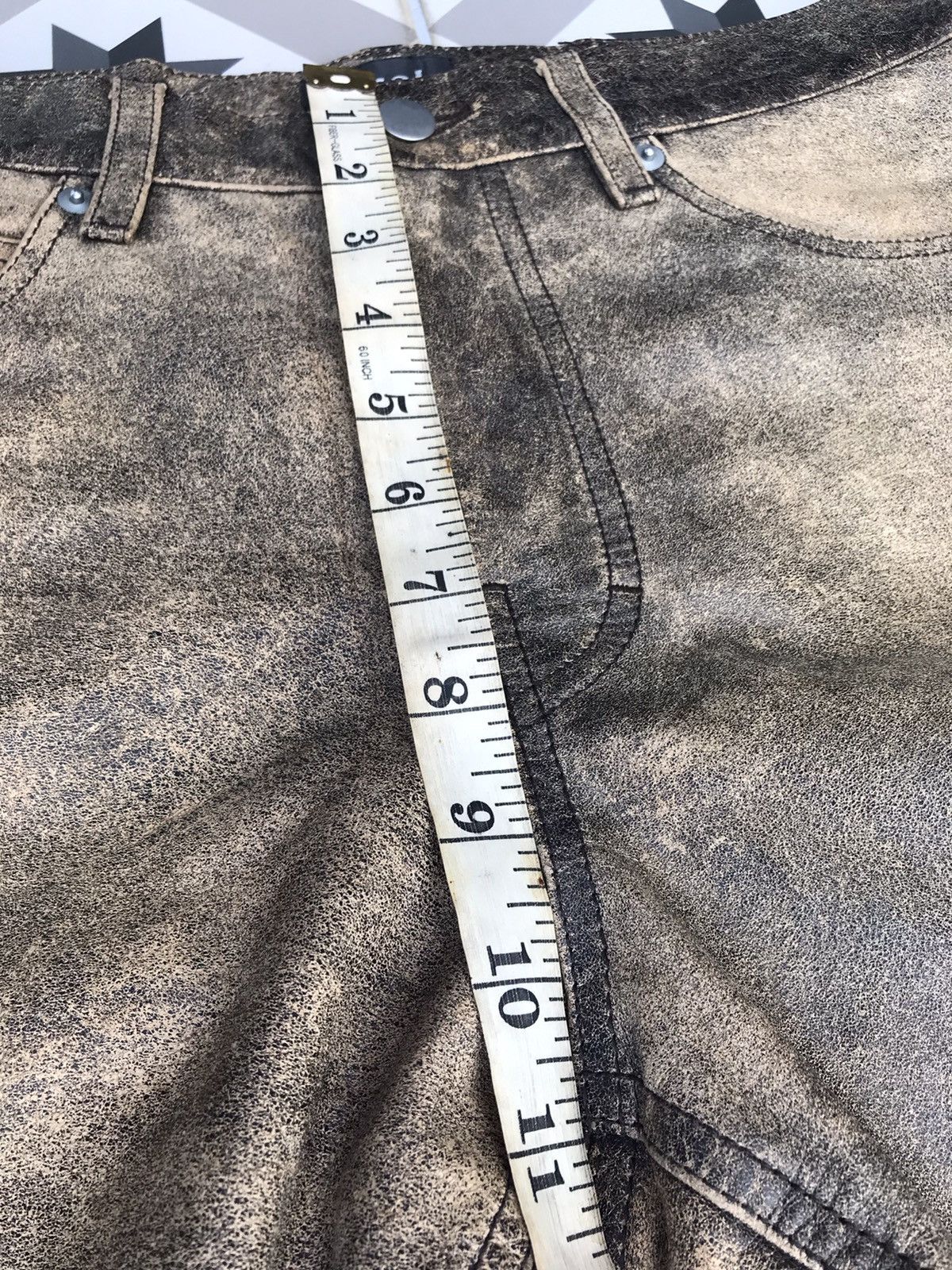 Genuine Leather DUAL ( JAPAN ) FADED COWHIDES LEATHER JEANS Size US 31 - 17 Thumbnail