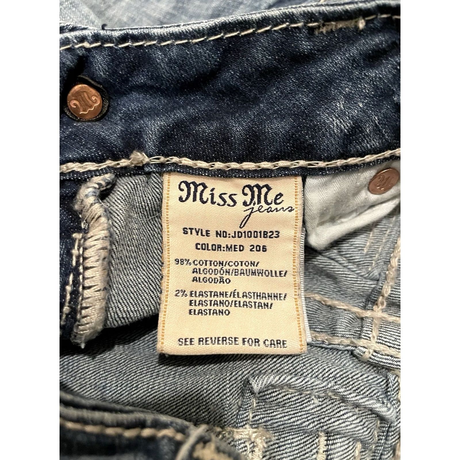 Miss Me Miss Me Bootcut Jeans 28x32 Rhinestone Denim 5-Pocket Cowboy Women Blue F469 Size 28" / US 6 / IT 42 - 7 Thumbnail