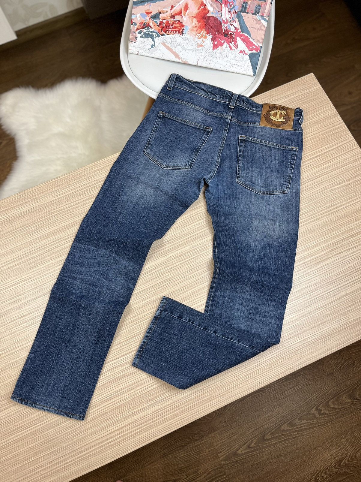 Just Cavalli × Roberto Cavalli Just Cavalli 2000’s Flared Faded Denim Jeans Size US 36 / EU 52 - 12 Thumbnail