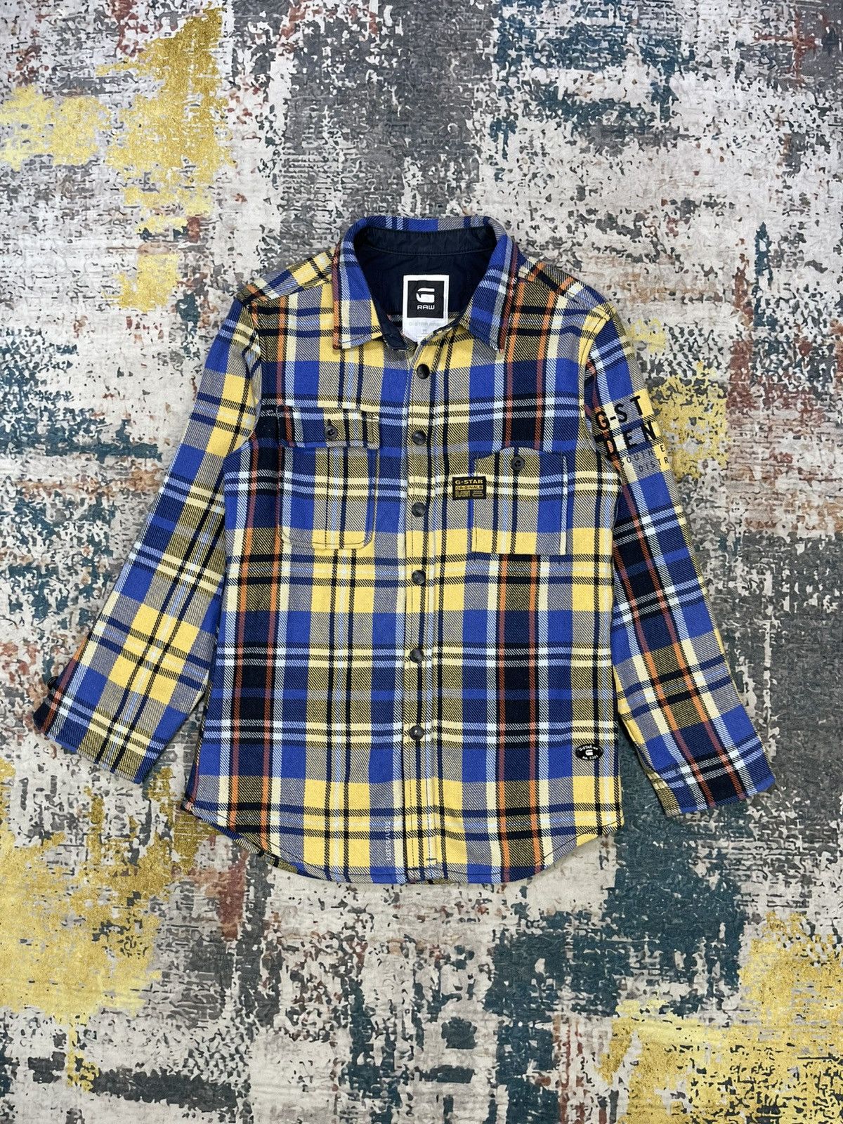 G-Star G-Star Raw Blue Yellow Plaid Quarter Sleeve Flannel Shirt Size S / US 4 / IT 40 - 1 Thumbnail