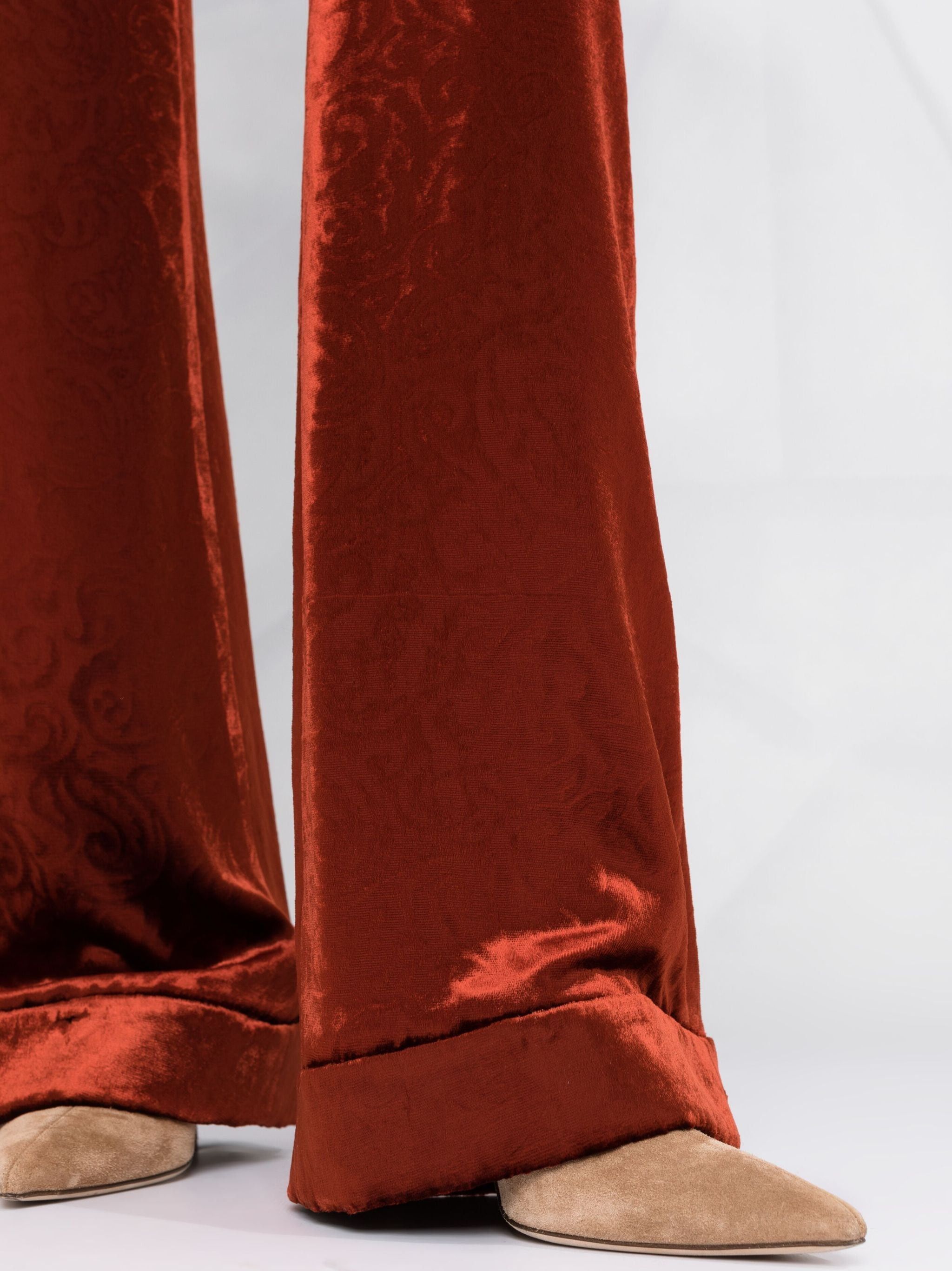 Saint Laurent Paris o1s1wg111024 Flared Pants in Velvet in Brown/Orange Size 27" / US 4 / IT 40 - 5 Thumbnail