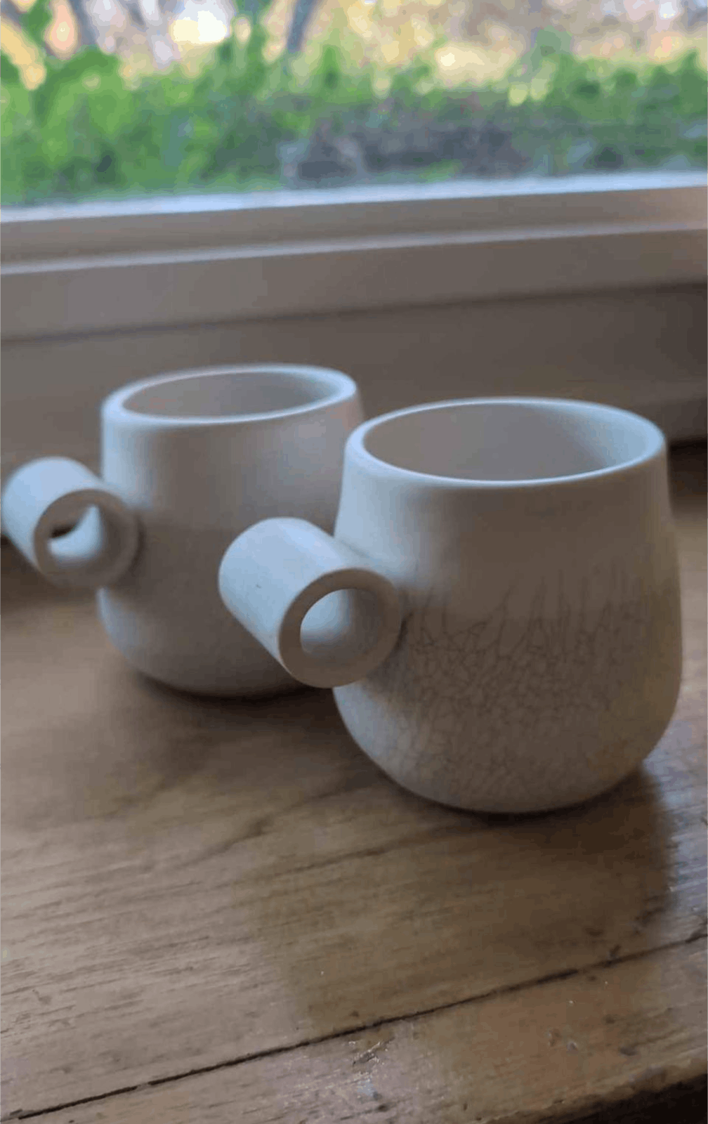 Other Match Stoneware - White Crackle Knuckle Mugs, Set of 2 Size ONE SIZE - 1 Thumbnail