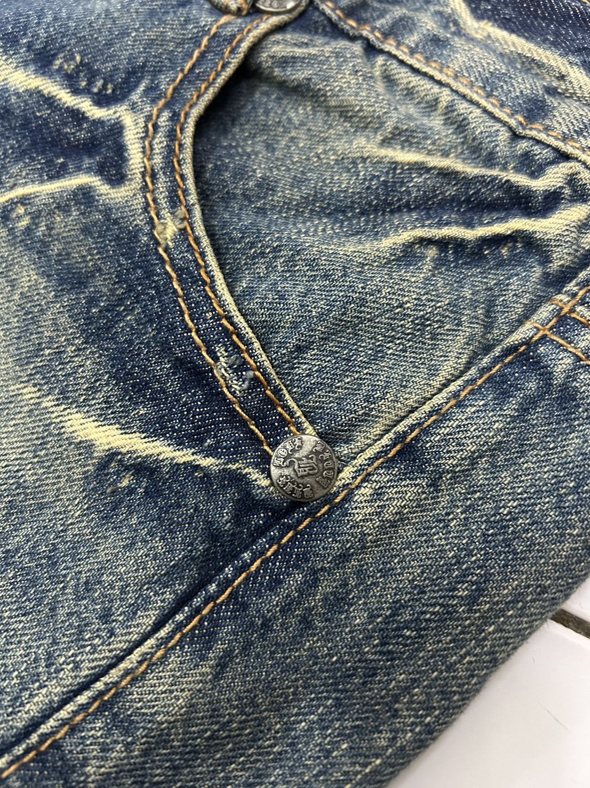 Japanese Brand Japanese Y2k Big Patch embroidered logo Mudwash Short Jeans Size US 35 - 9 Thumbnail