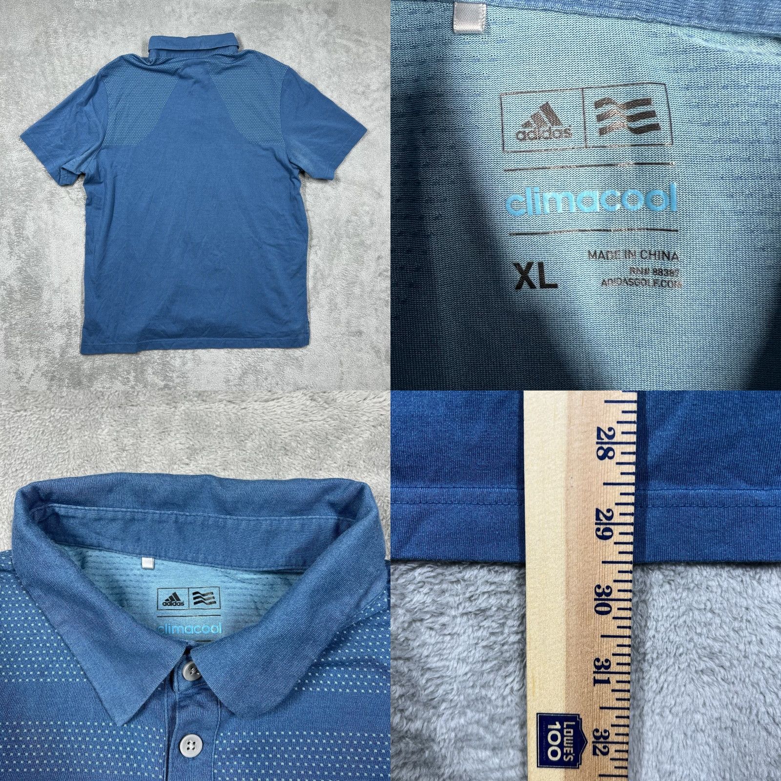 Adidas Adidas Climacool Polo Shirt Men XL Short Sleeve Teal Blue BC4063 Mapped Logo, Striped, Knit, Golf, All Seasons Size US XL / EU 56 / 4 - 8 Thumbnail