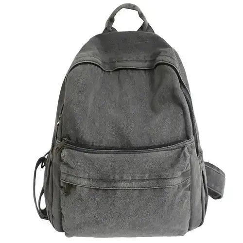 VIBE Unisex Fashion grey denim backpack Size ONE SIZE - 8 Thumbnail