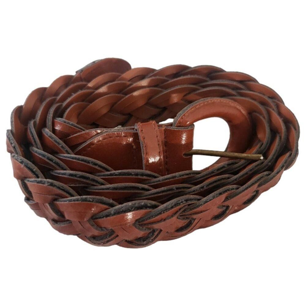 Designer Vintage Ladies Brown Braided Leather Belt Size 18/20 Size ONE SIZE - 1 Thumbnail