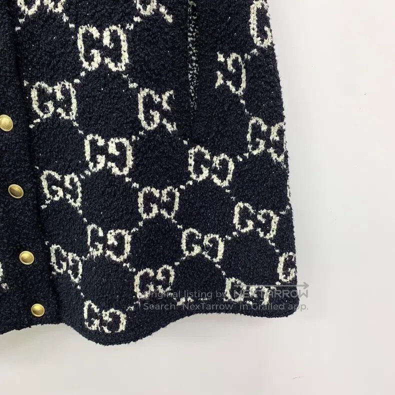 Gucci Gucci Black logo jacquard full-print cotton lapel cloak co Size XXS / US 00 / IT 34 - 4 Thumbnail