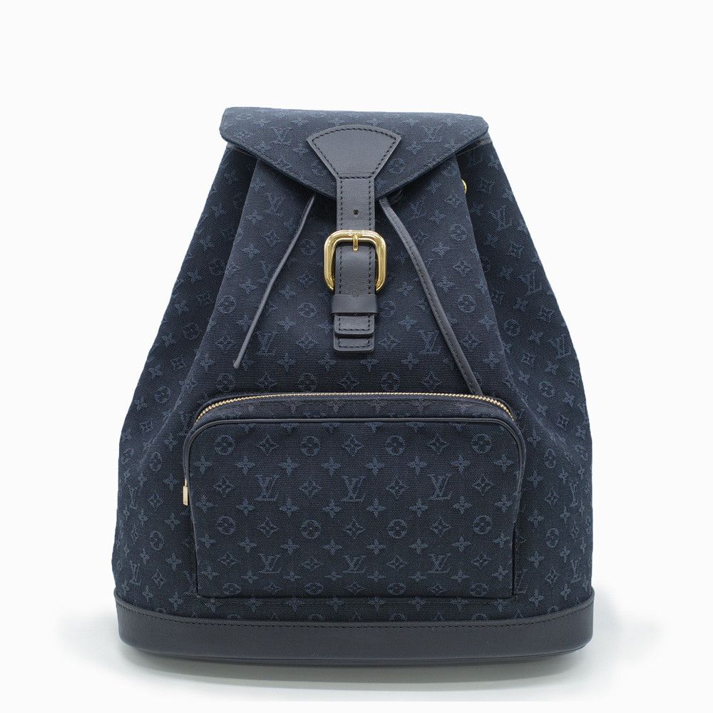 Louis Vuitton Montsouris GM Bag Pack Rucksack Monogram Mini Tst Blue Navy