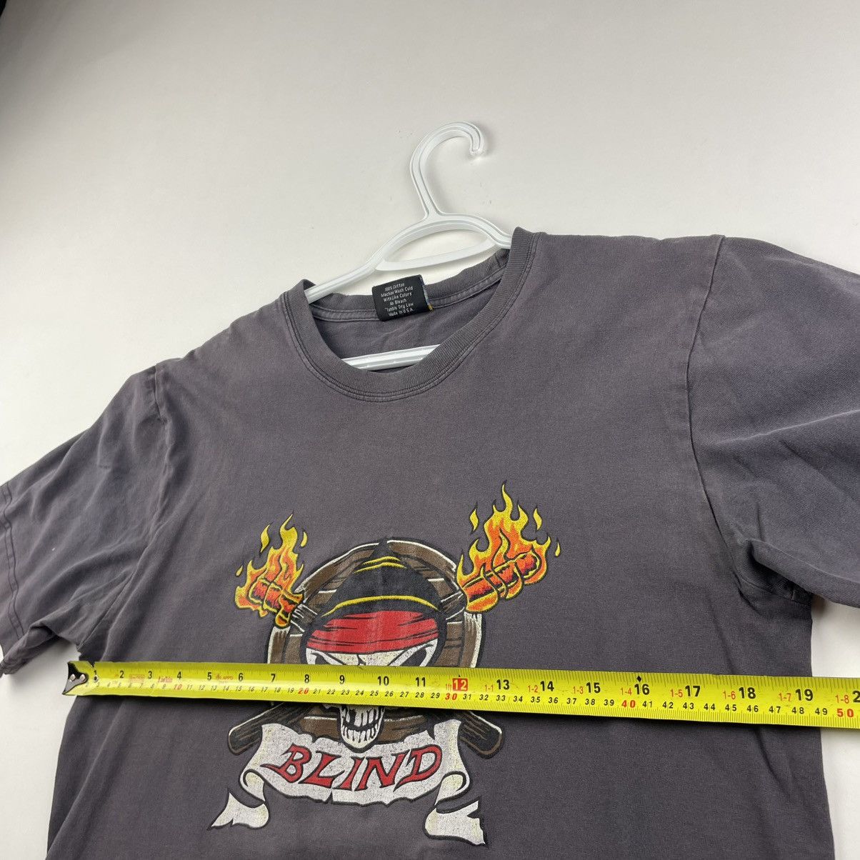 Blind Skateboards × Vintage VTG 90s Blind Skateboards Pirate Reaper Grey T-Shirt 1990s Size US M / EU 48-50 / 2 - 6 Thumbnail