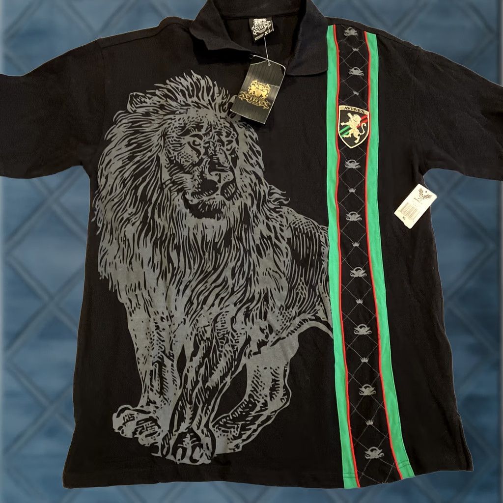 Avirex VINTAGE Avirex Polo XL Black Lion Print Embroidered Short Sleeve NWT Men Size US XL / EU 56 / 4 - 1 Thumbnail