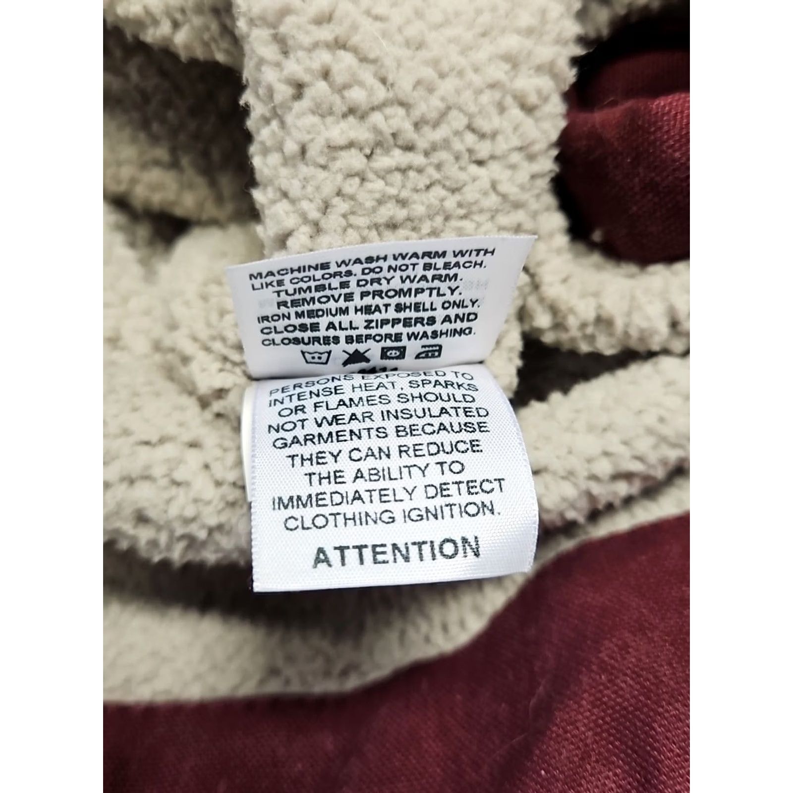 Vintage Ridgecut Work Jacket Hooded XL Women Burgundy Canvas Sherpa Lined Zip Mid-Length" Size XL / US 12-14 / IT 48-50 - 7 Thumbnail