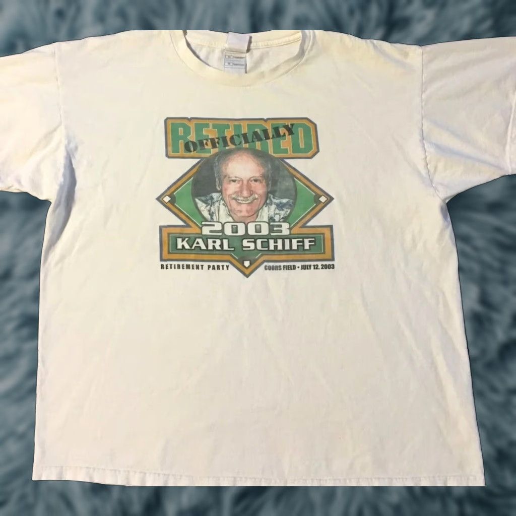 Fruit Of The Loom VINTAGE Karl Schiff Officially Retired Shirt XL Dad Funny Joke Birthday Humor 90s T-Shirt Size US XL / EU 56 / 4 - 1 Thumbnail