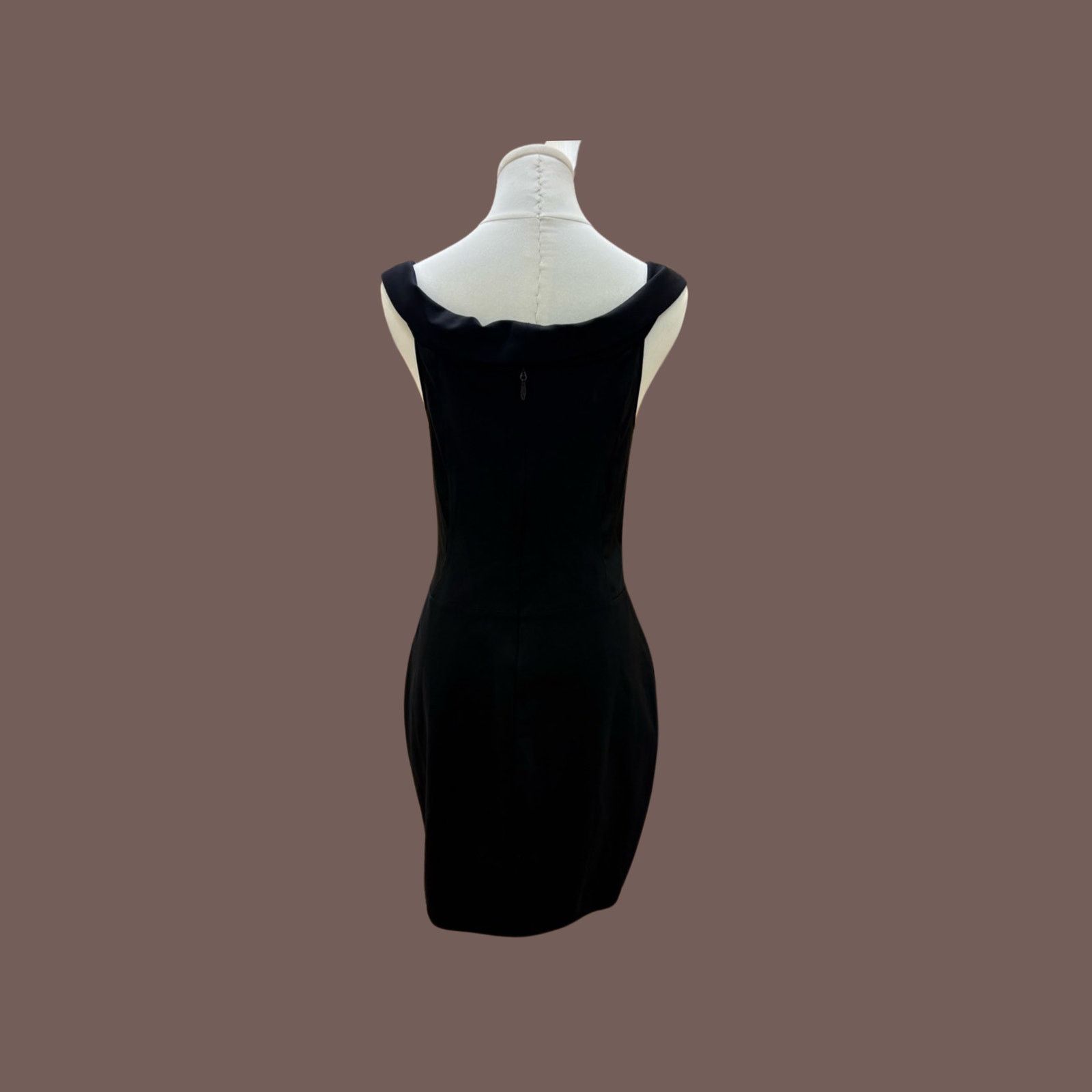 Halston Heritage VTG Cowl Neck Dress | Halston Black Mini | 2000s Minimalist Size M / US 6-8 / IT 42-44 - 3 Thumbnail