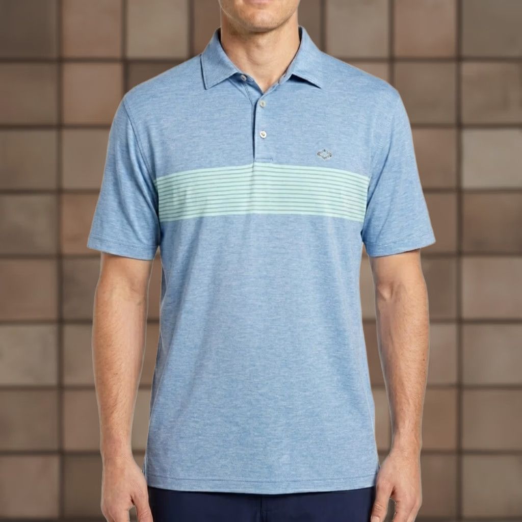 Peter Millar Peter Millar Blue Chest Stripe Performance Golf Polo L EUC Size US L / EU 52-54 / 3 - 1 Thumbnail