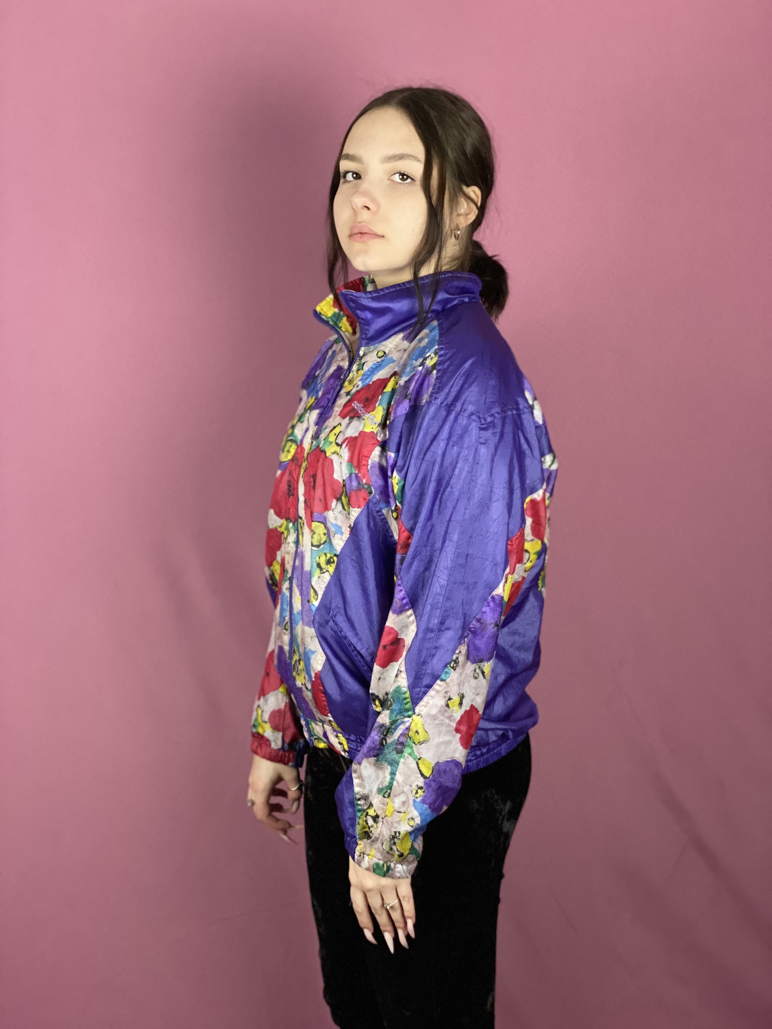 Adidas × Vintage 90s Adidas Vintage Women's Floral Windbreaker Jacket Size M / US 6-8 / IT 42-44 - 2 Thumbnail
