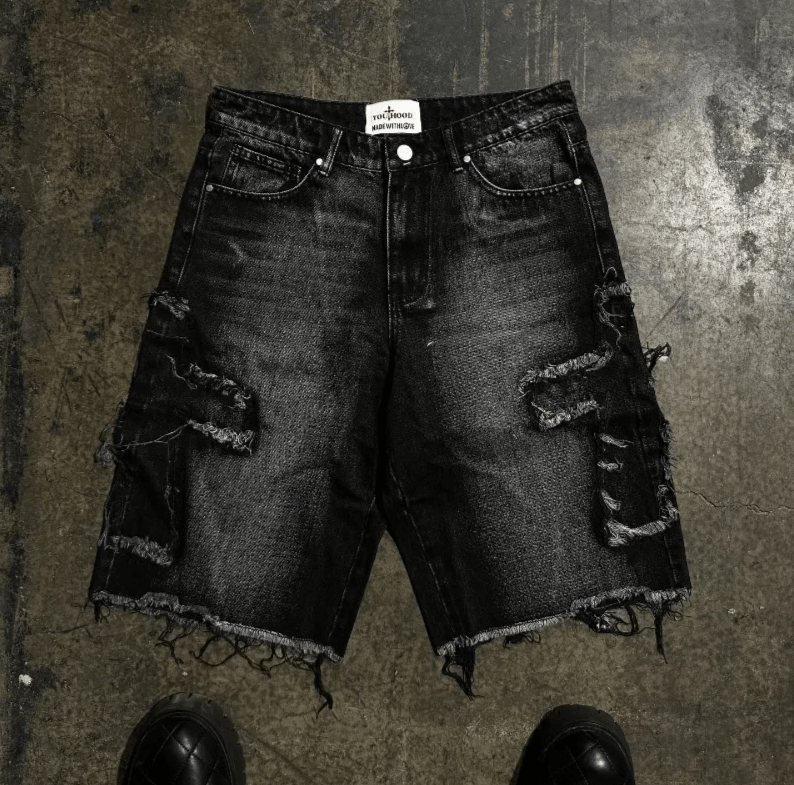 Japanese Brand Patch Baggy Denim Shorts Size US 34 / EU 50 - 1 Thumbnail