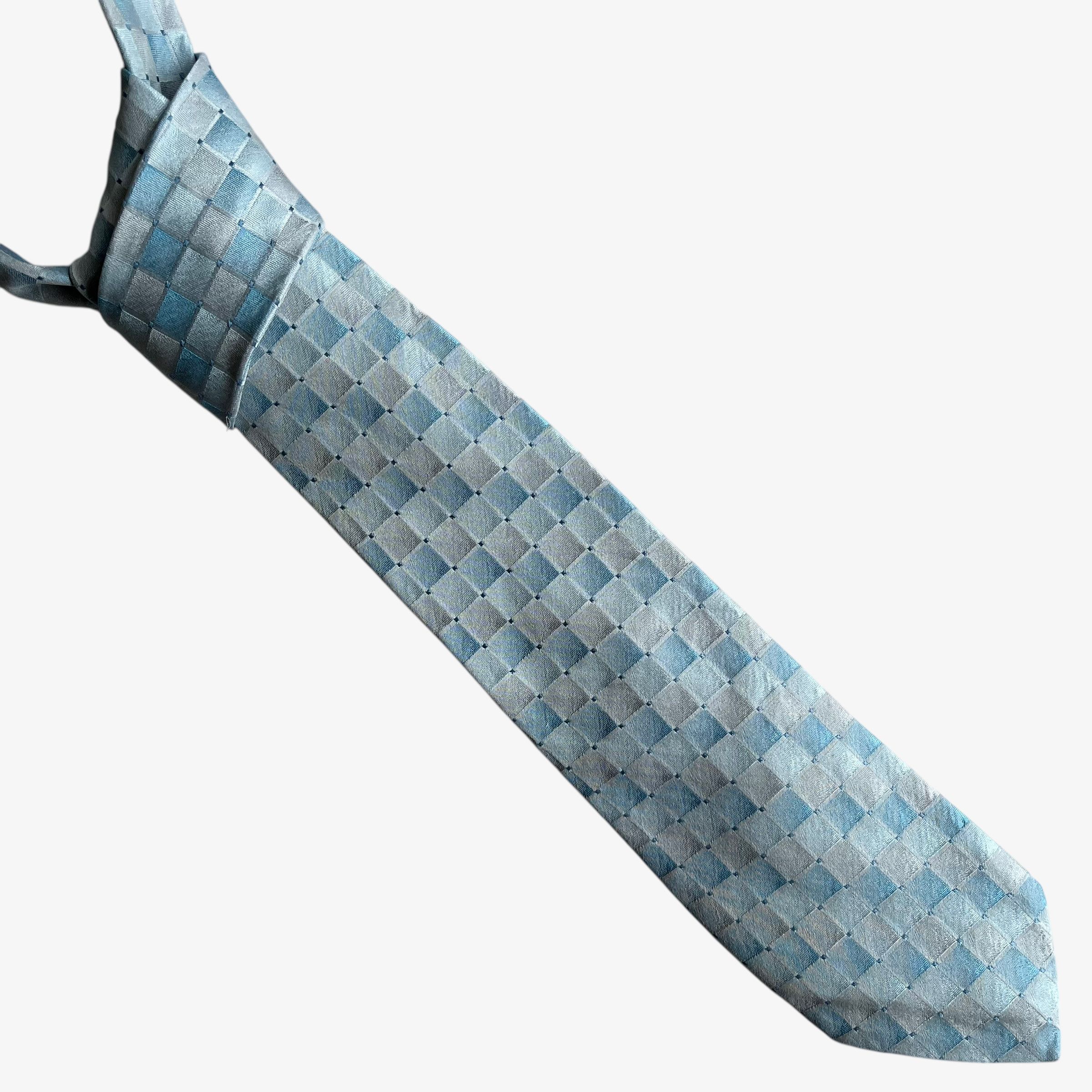 Van Heusen Vintage 90s Van Heusen Geometric Square Print Blue Silk Tie Size ONE SIZE - 1 Thumbnail