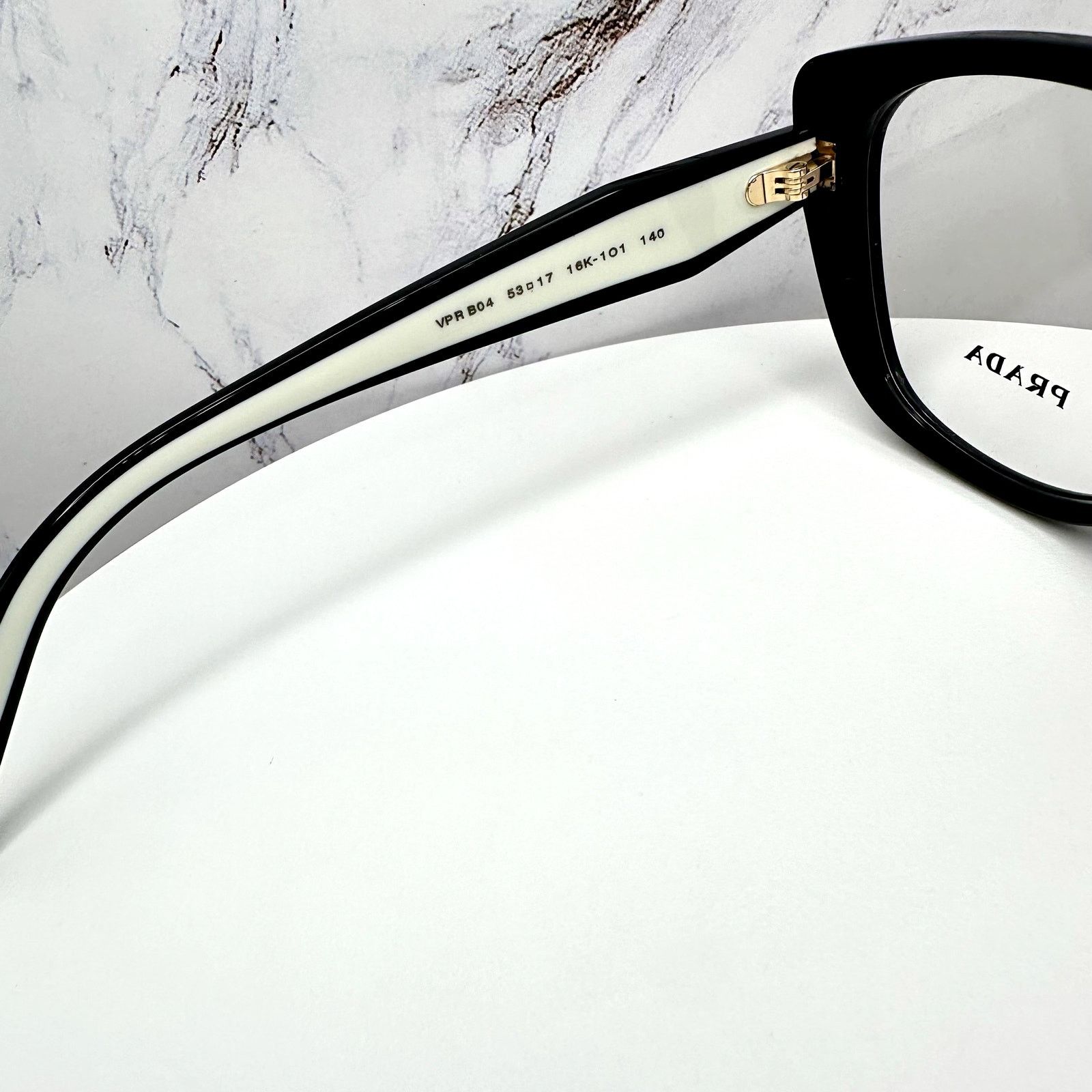 Prada New PRADA Eyeglasses Cat Eye Black White Gold 53-17-140 Size ONE SIZE - 5 Thumbnail