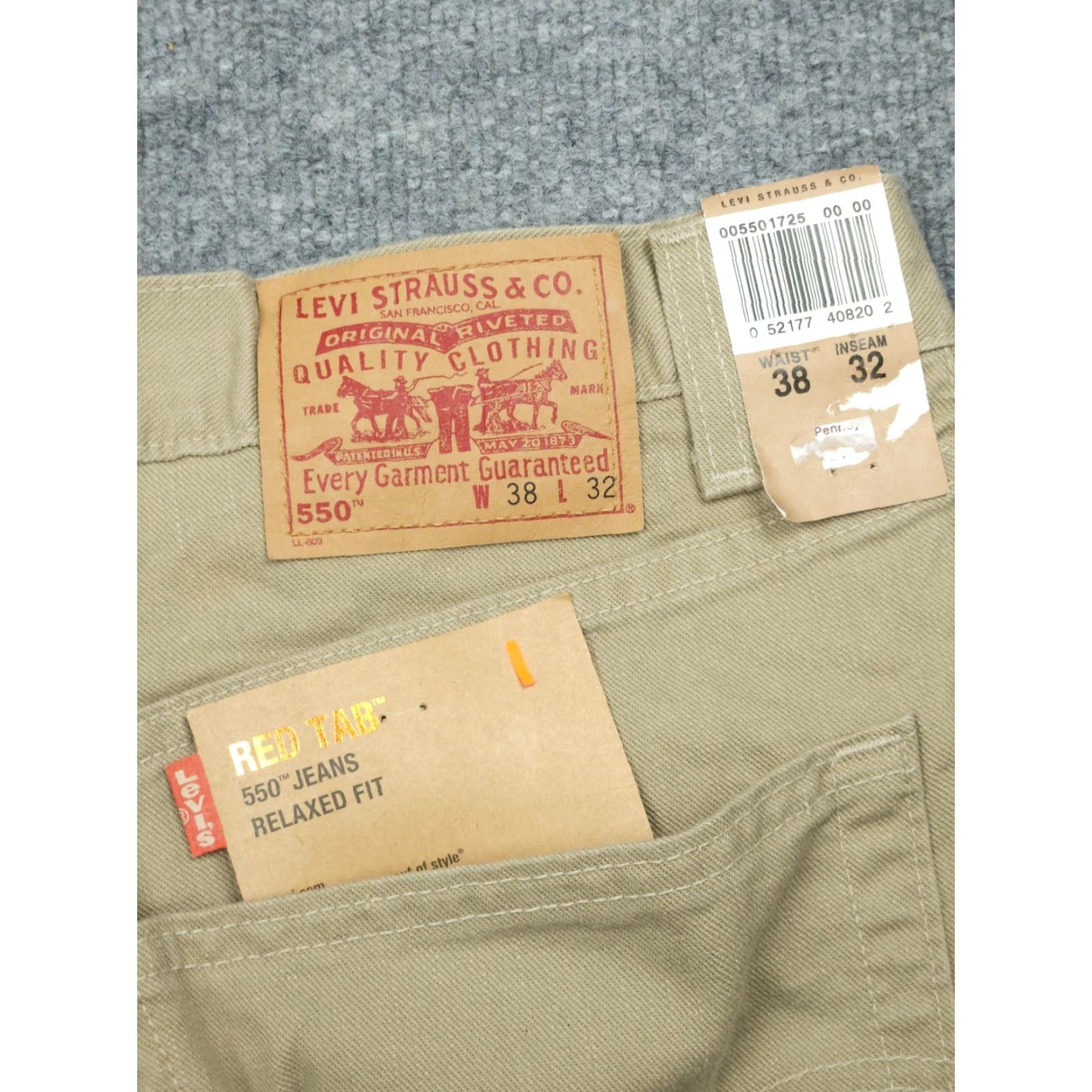 Levi's VINTAGE Levi's 550 Jeans Mens 38 x 32 Beige Relaxed Fit Made USA 100% Cotton NWT Size US 38 / EU 54 - 5 Thumbnail