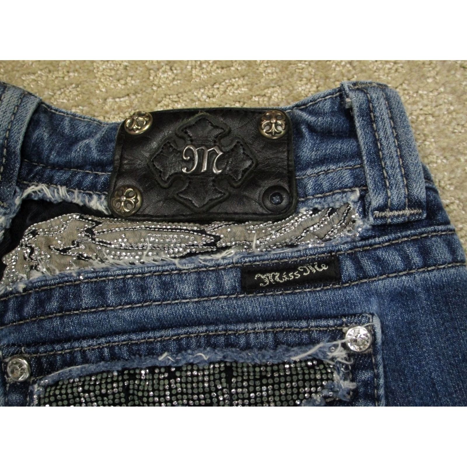 Miss Me Miss Me Jeans Women 30 Blue Low Rise Bootcut Pants Dark Wash Stretch Denim Long Tailored Size 30" / US 8 / IT 44 - 5 Thumbnail