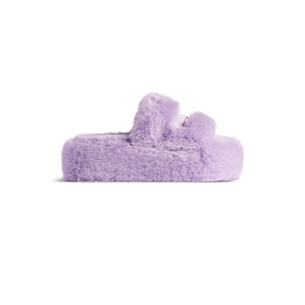 Balenciaga o1srvl11e0426 Furry Platform Sandals in Purple Size US 7 / IT 37 - 1 Thumbnail