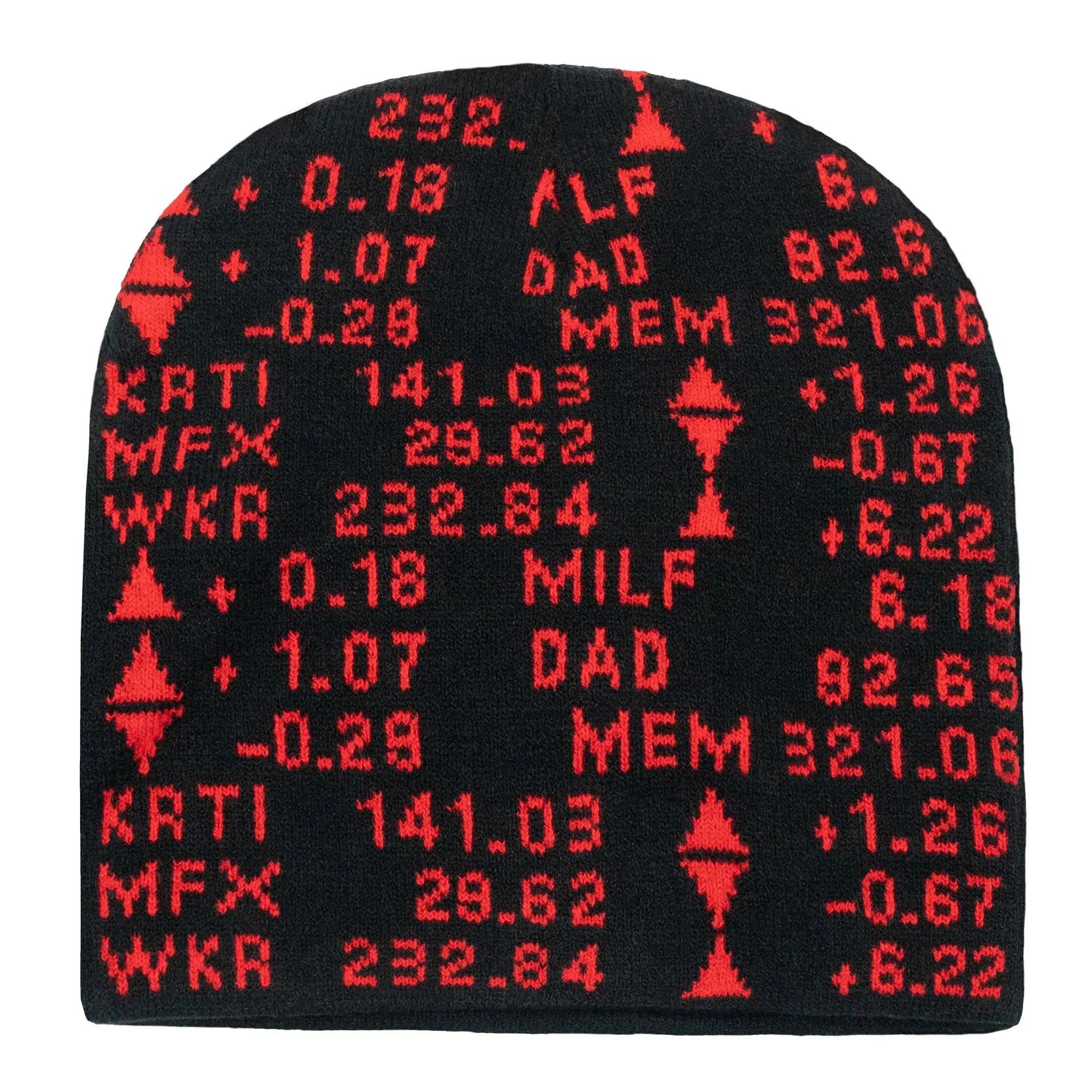 Milfdad Milfdad Stock Ticker Beanie Black & Red Size ONE SIZE - 2 Thumbnail