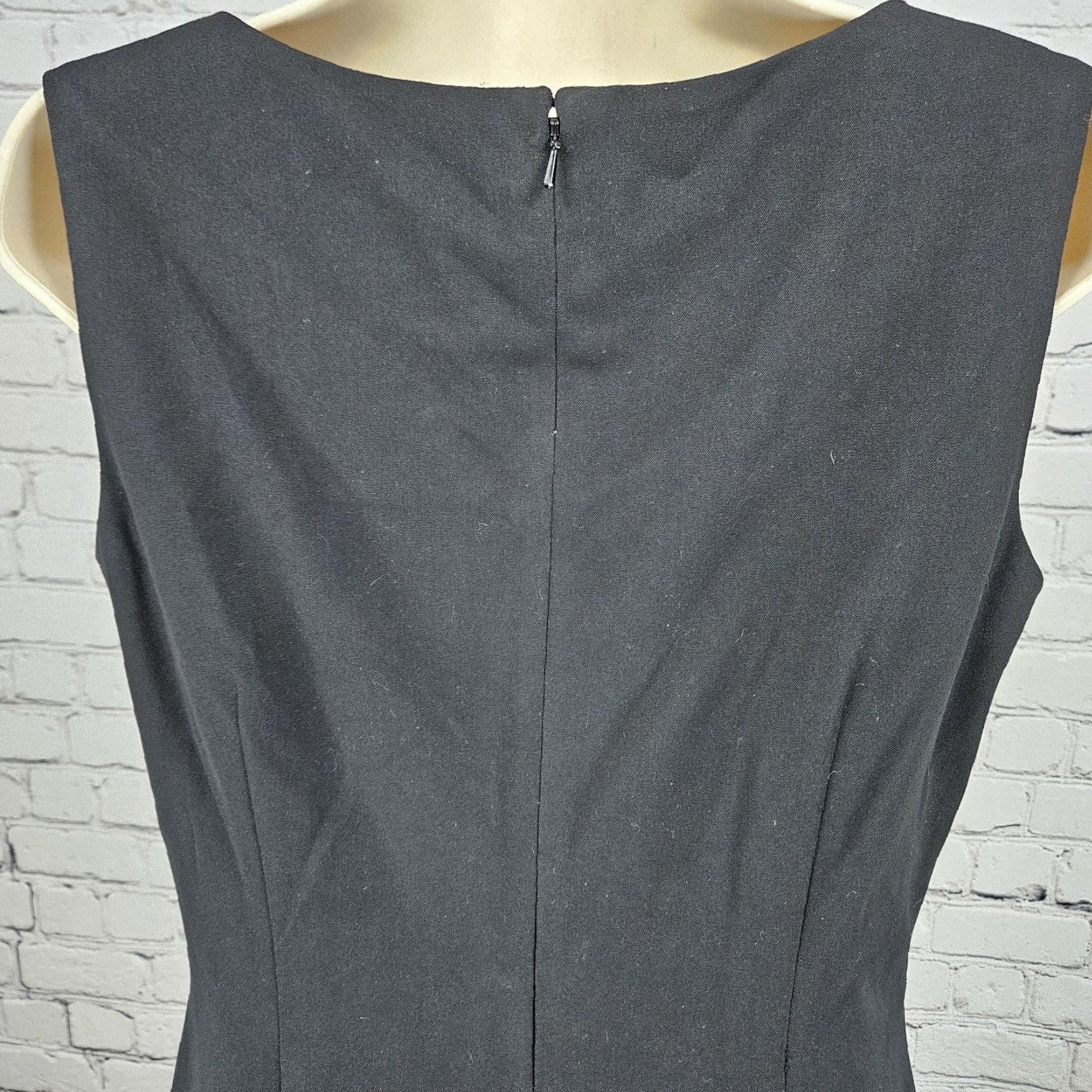 Vintage Caslon Black Dress Sleeveless Midi Sheath Lined Back Zip Side Slits Stretch 8 Size M / US 6-8 / IT 42-44 - 7 Thumbnail