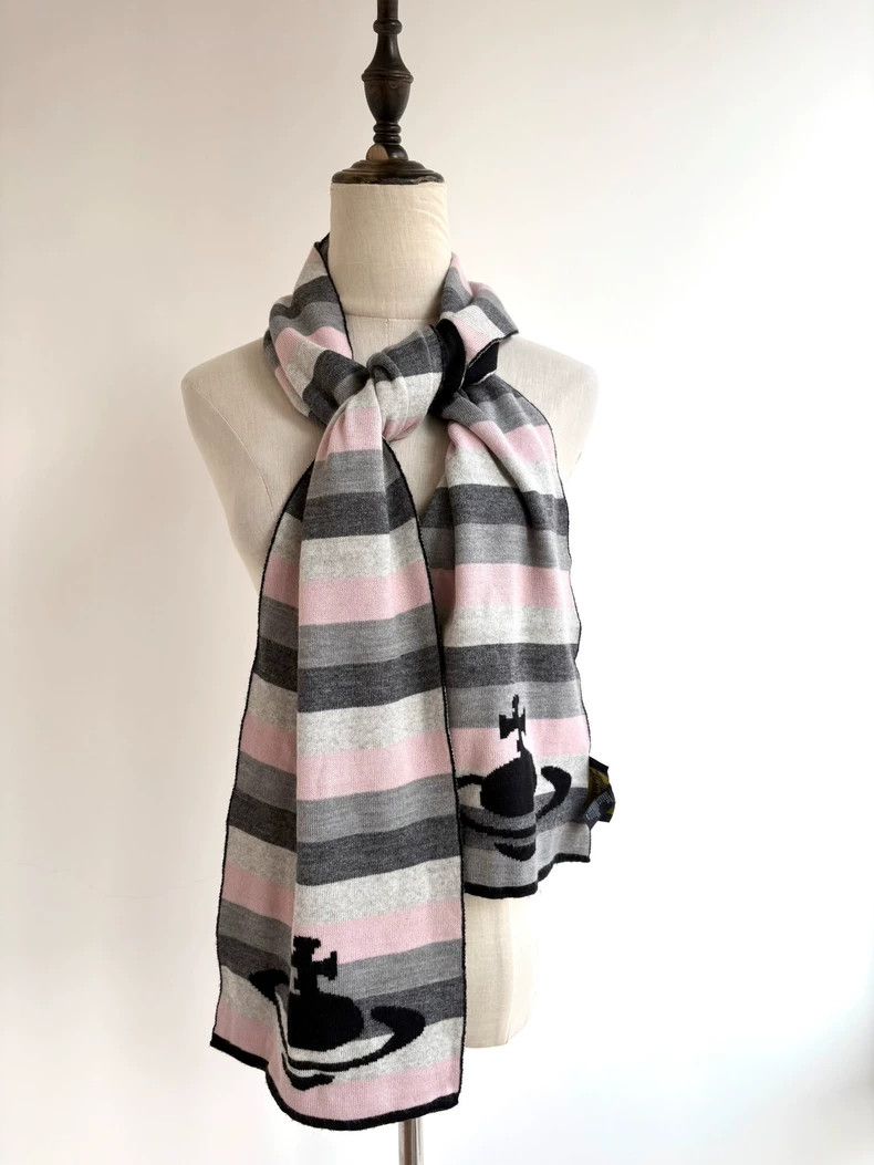 Vivienne Westwood Vivienne Westwood Black and pink striped scarf Size ONE SIZE - 1 Thumbnail