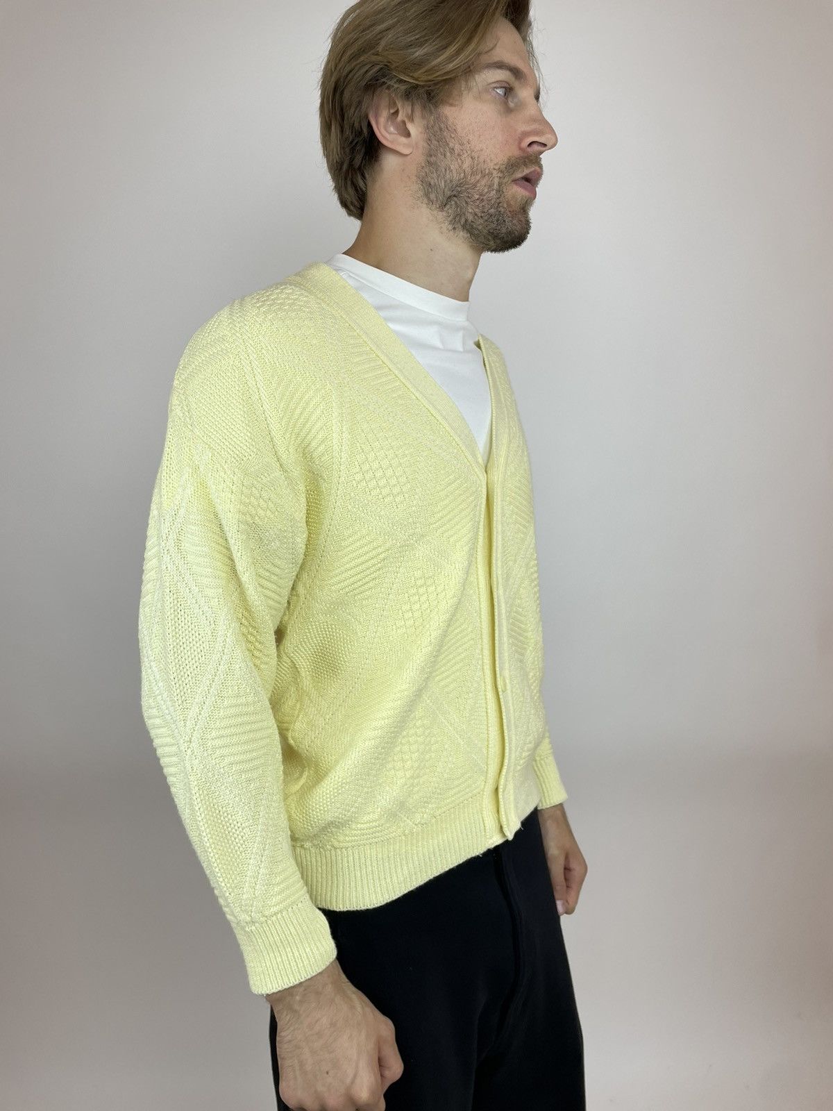 Angelo Litrico Angelo Litrico Cardigan vintage Yellow Knit Mens size L Size US M / EU 48-50 / 2 - 3 Thumbnail